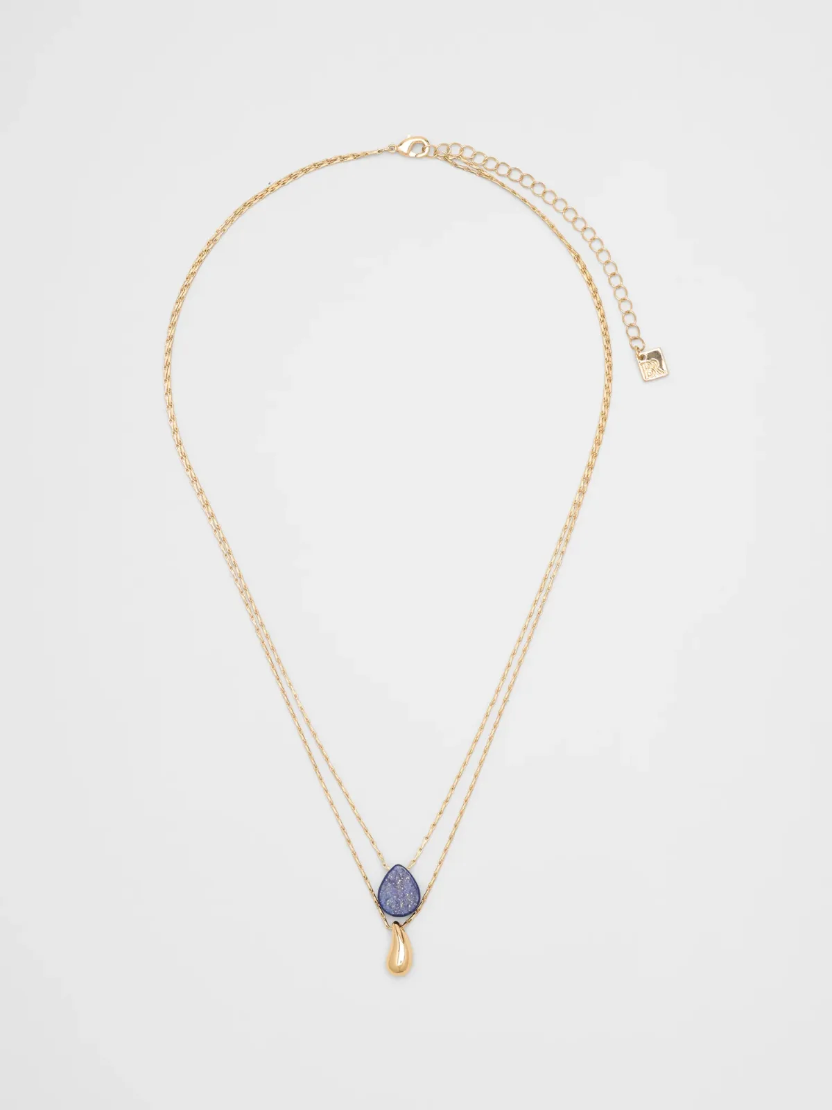 Layered Lapis Bean Delicate Chain Necklace by Banana Republic