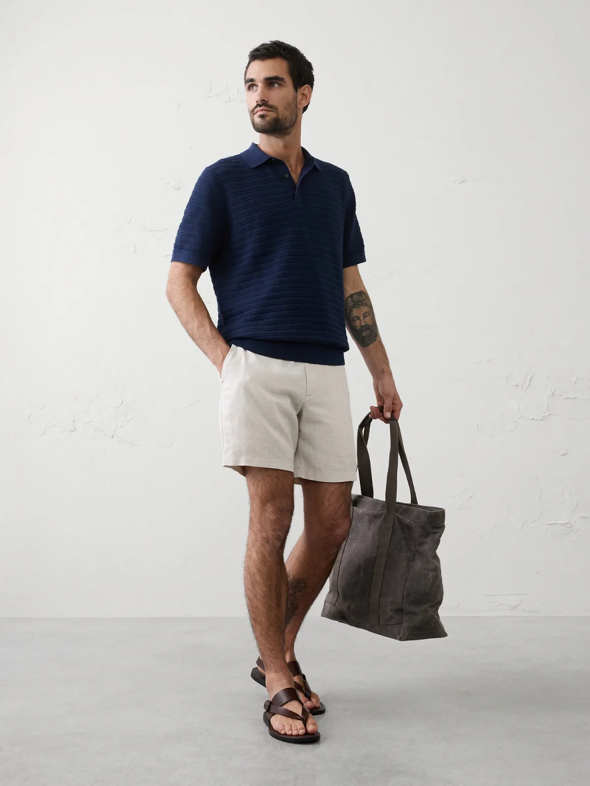 Textured Striped Sweater Polo