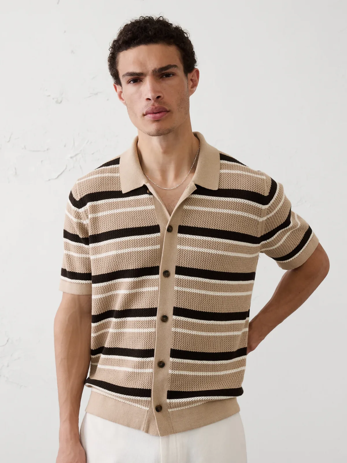 Mesh Sweater Polo by Banana Republic