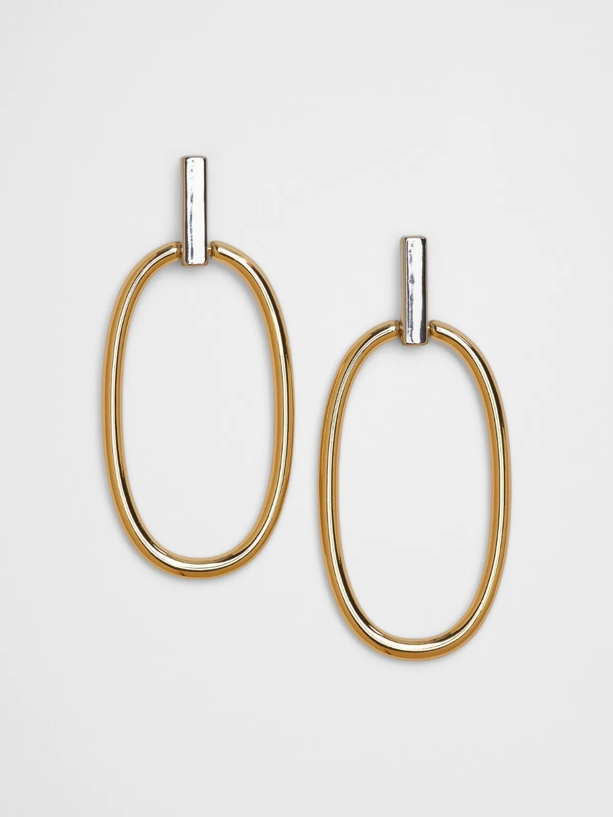Mixed Metal Drop Hoop Earrings by Banana Republic