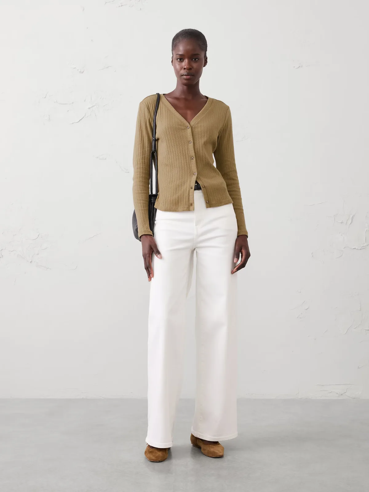 Pointelle Ribbed Cardigan by Banana Republic