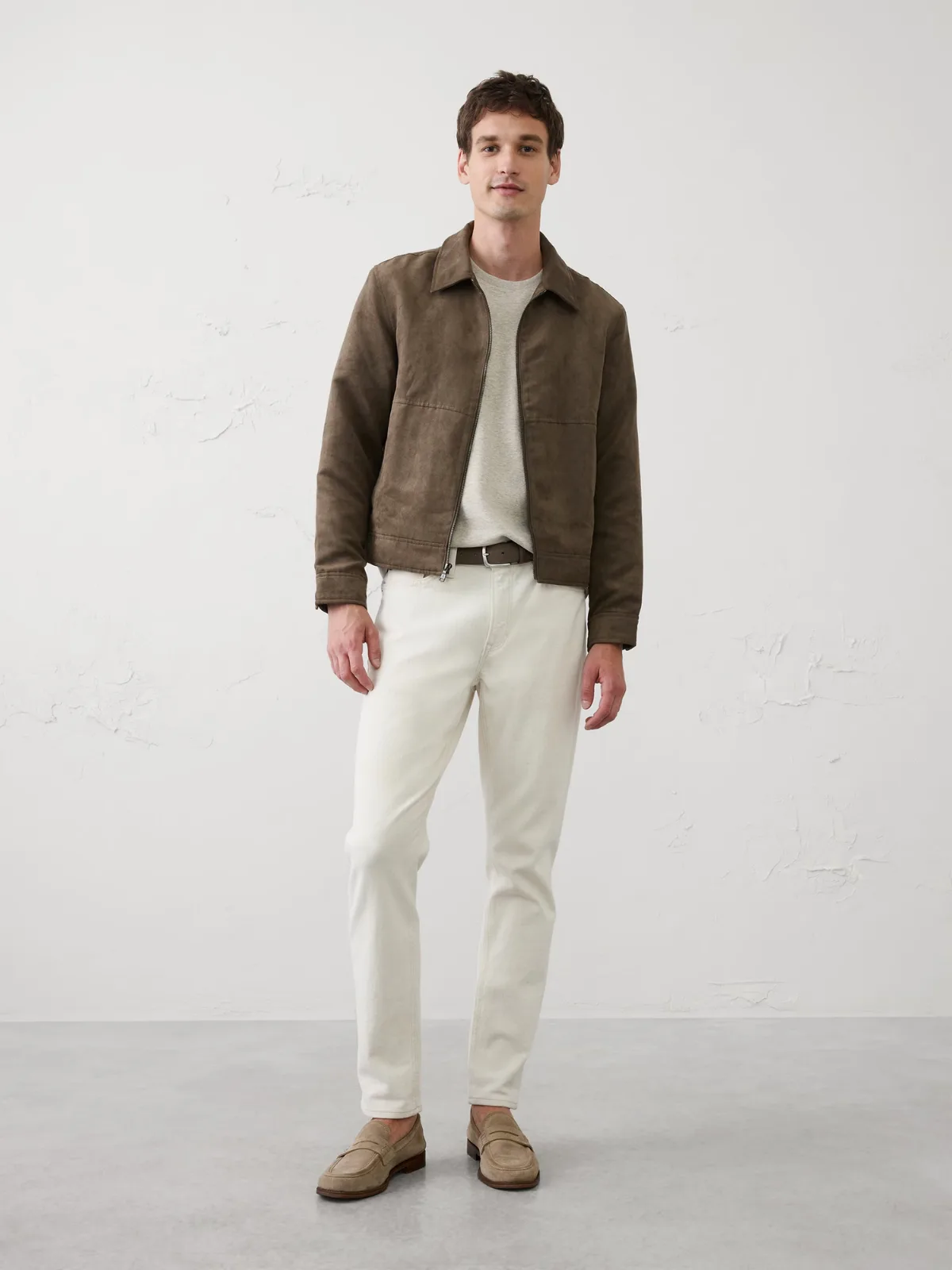 Vegan Suede Zip Jacket by Banana Republic