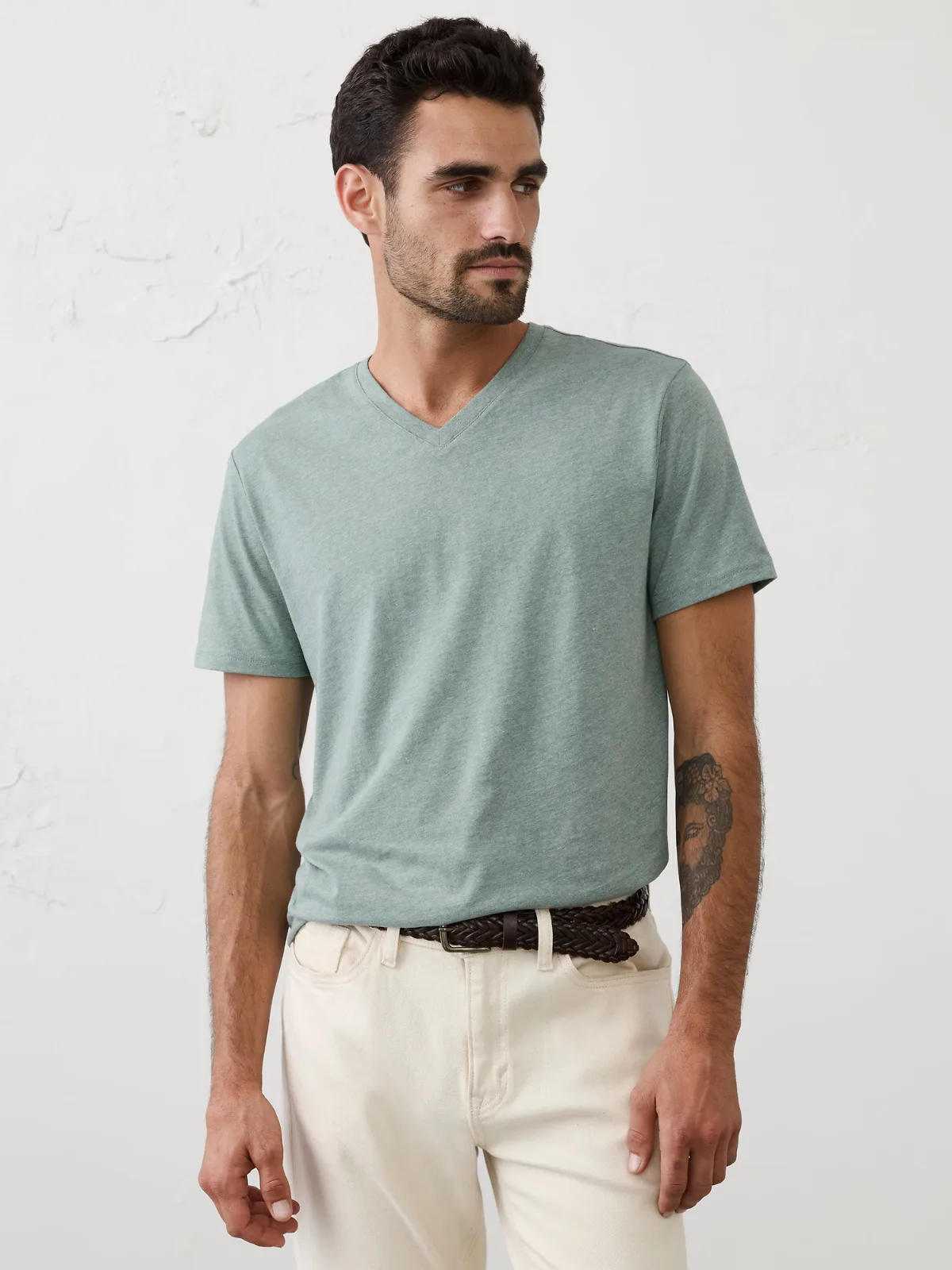 Standard-Fit Premium Wash V-Neck Shirt by Banana Republic