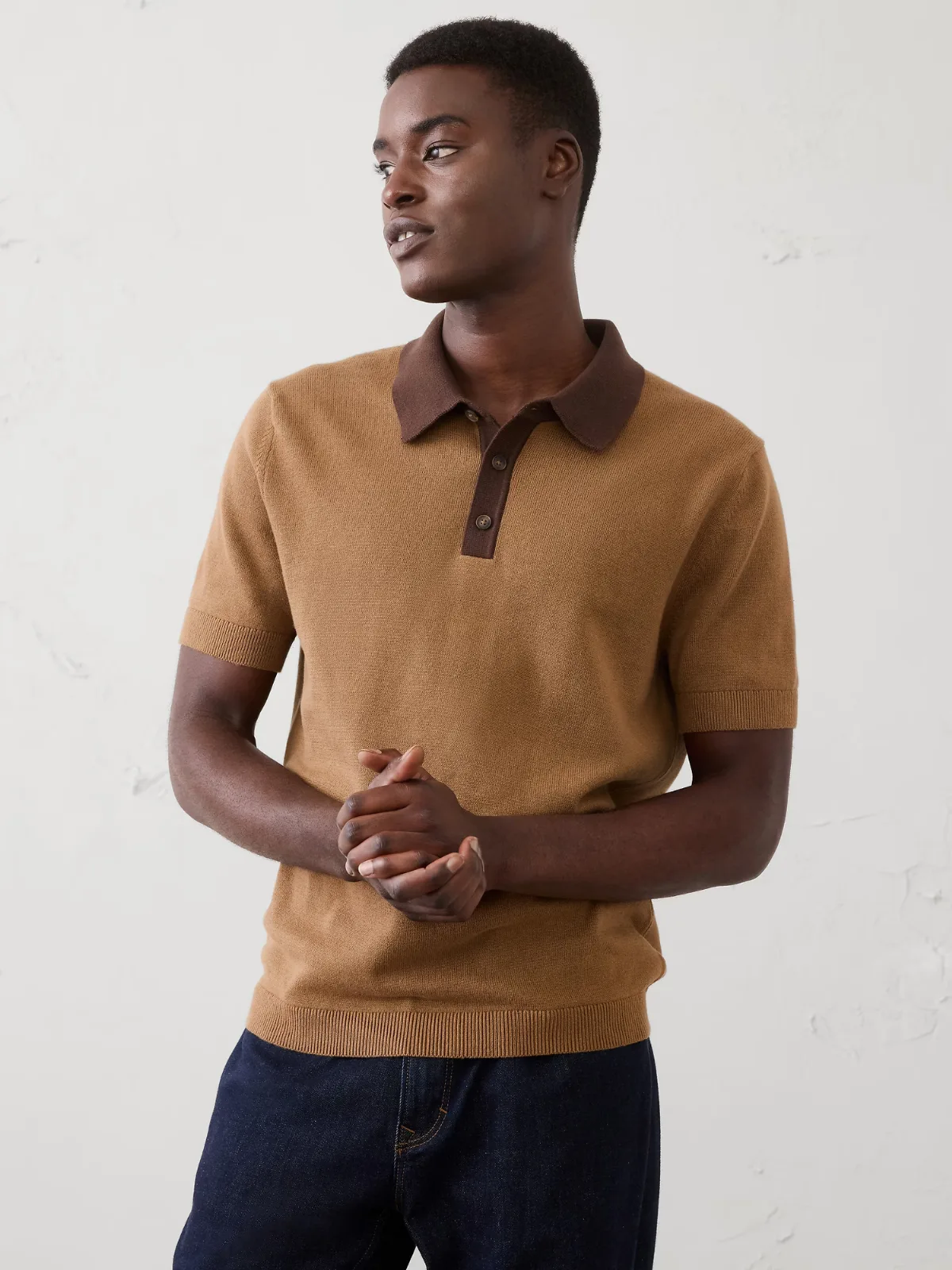Contrast-Placket Sweater Polo by Banana Republic