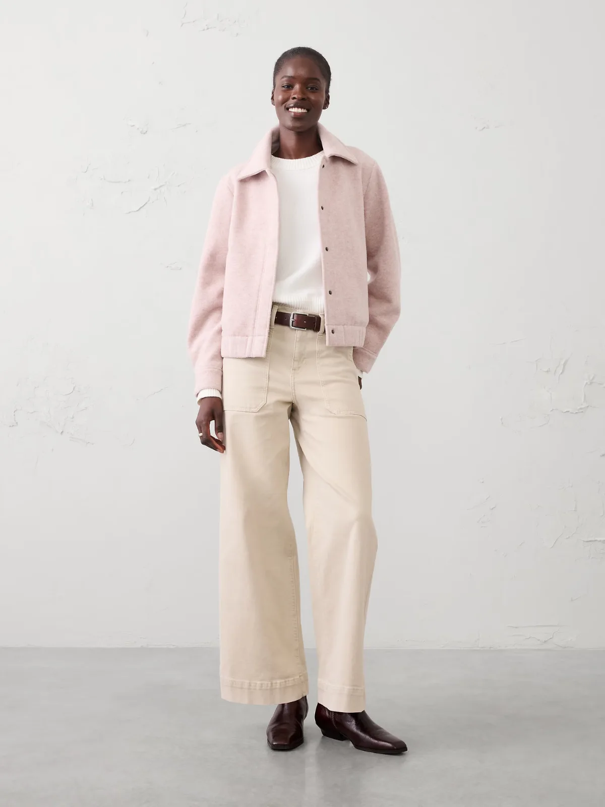 Knit Melton Short Jacket by Banana Republic