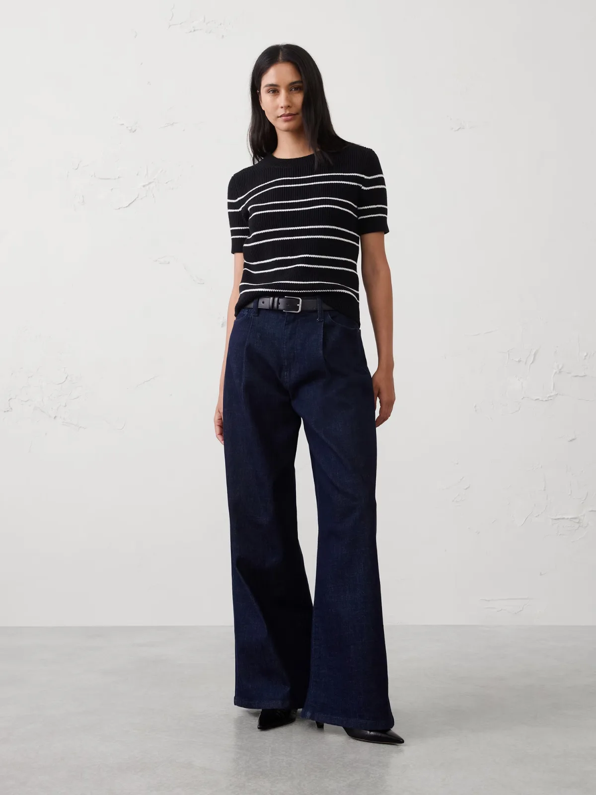 Cotton Striped Ribbed Textured Sweater by Banana Republic