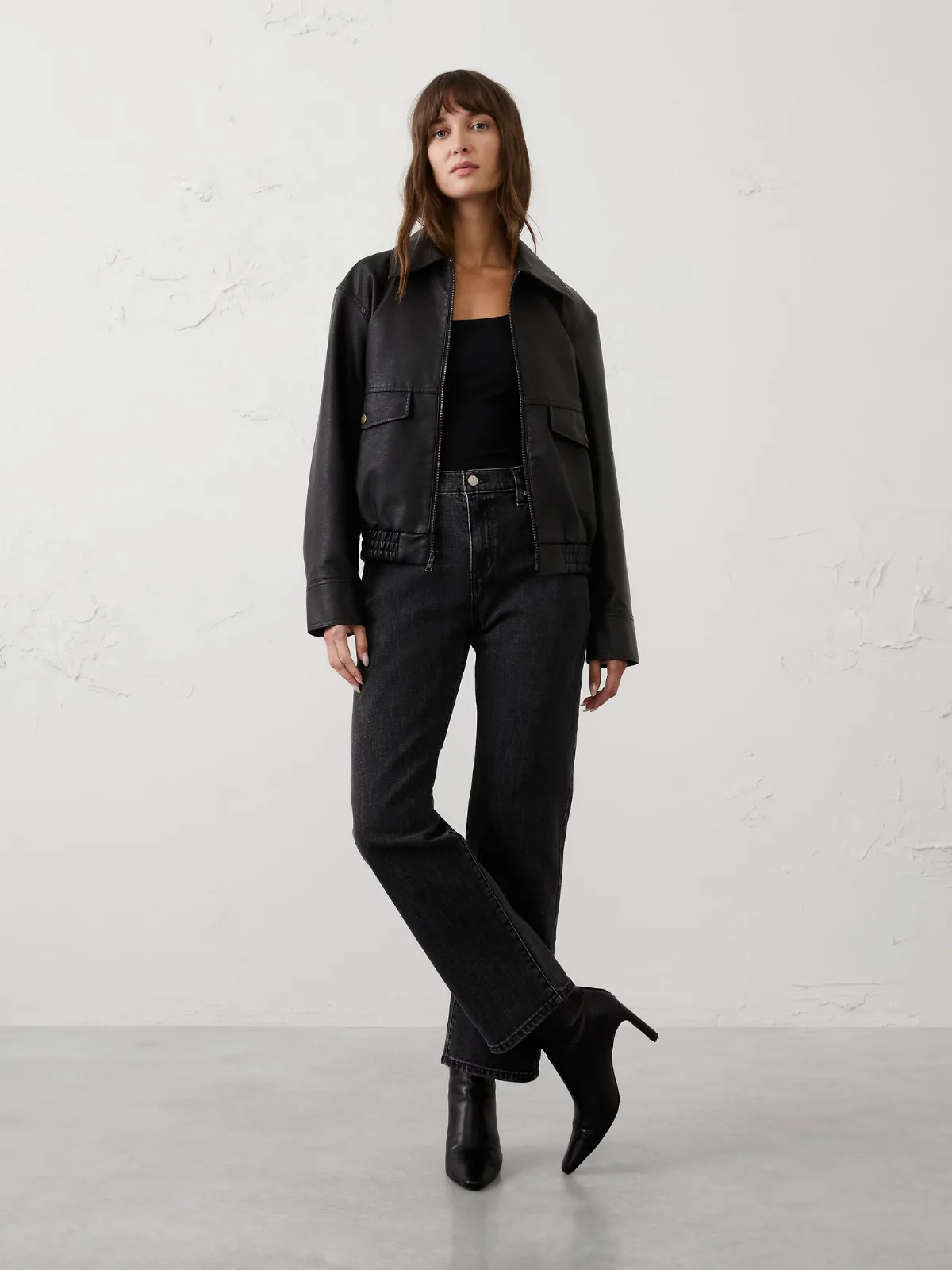Vegan Leather Bomber Jacket