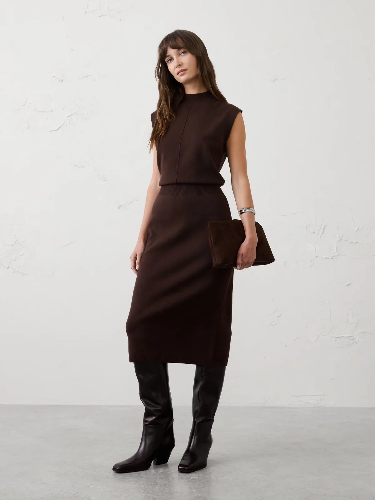 Blouson Mock-Neck Midi Sweater Dress by Banana Republic