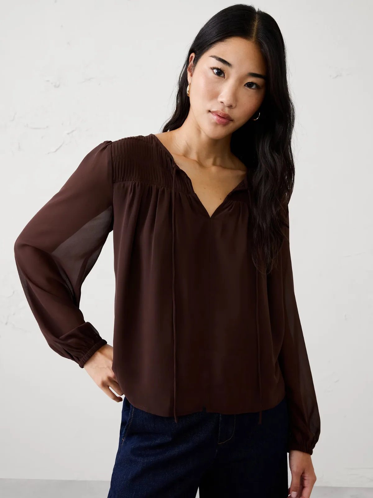 Chiffon Pleat-Release Blouse by Banana Republic