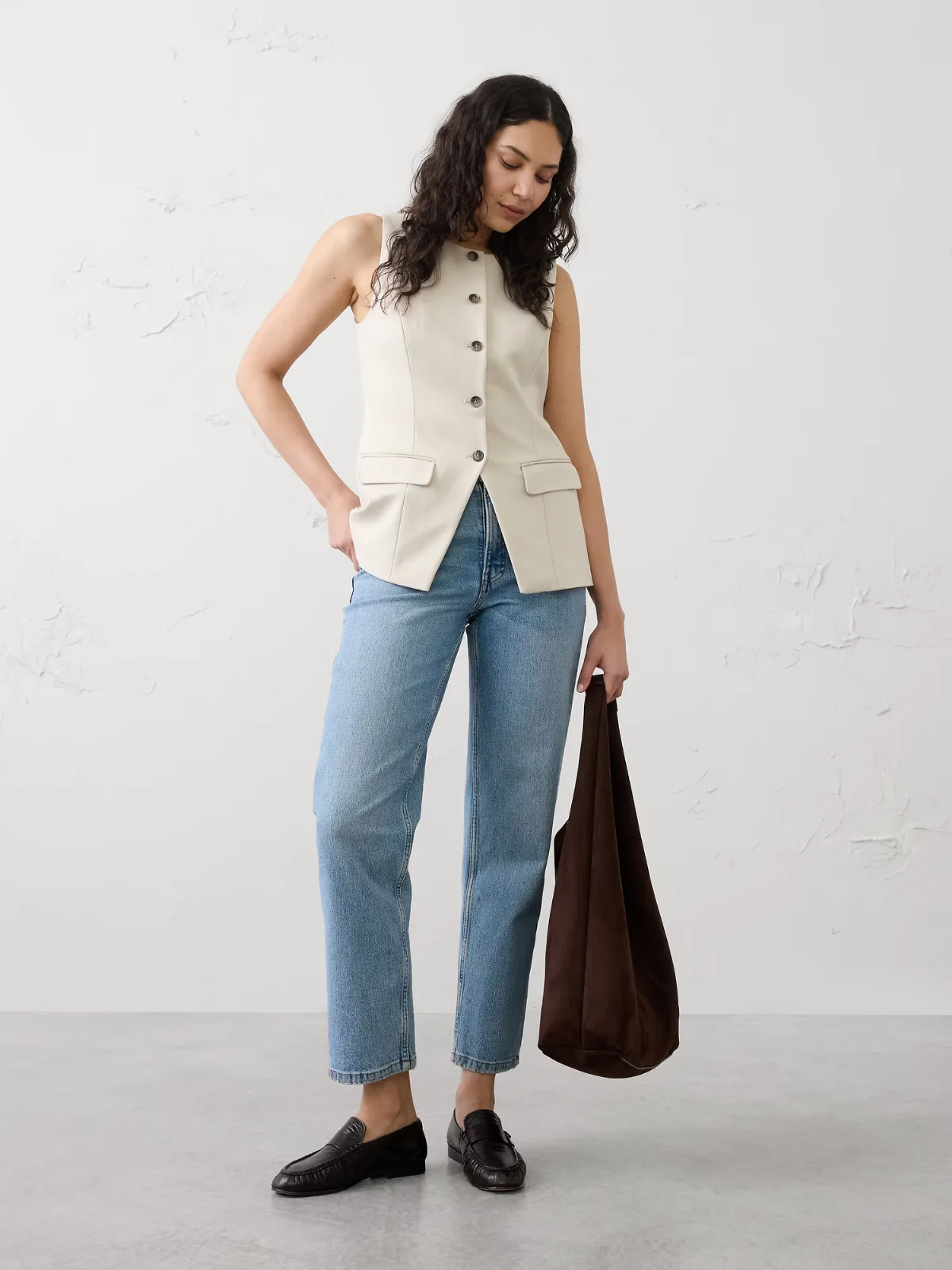 Long Ponte Cutaway Vest by Banana Republic