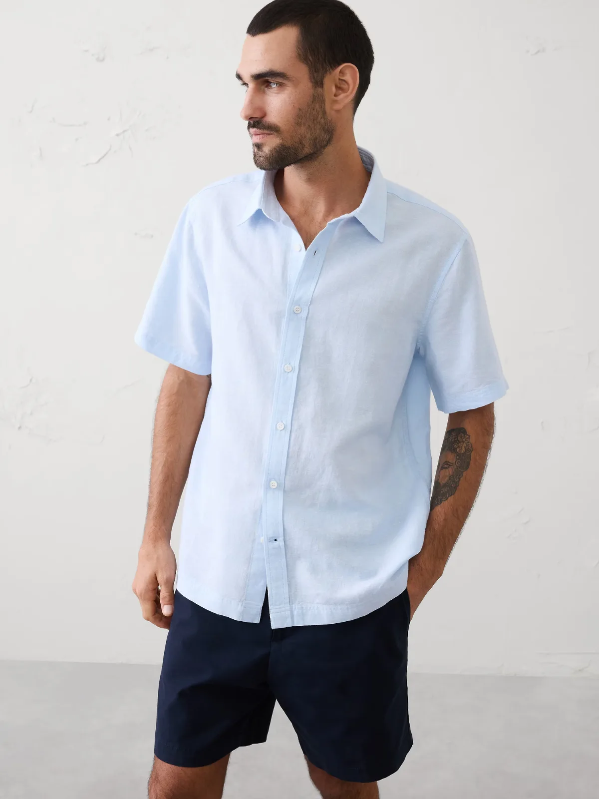 Standard-Fit Linen-Blend Shirt by Banana Republic