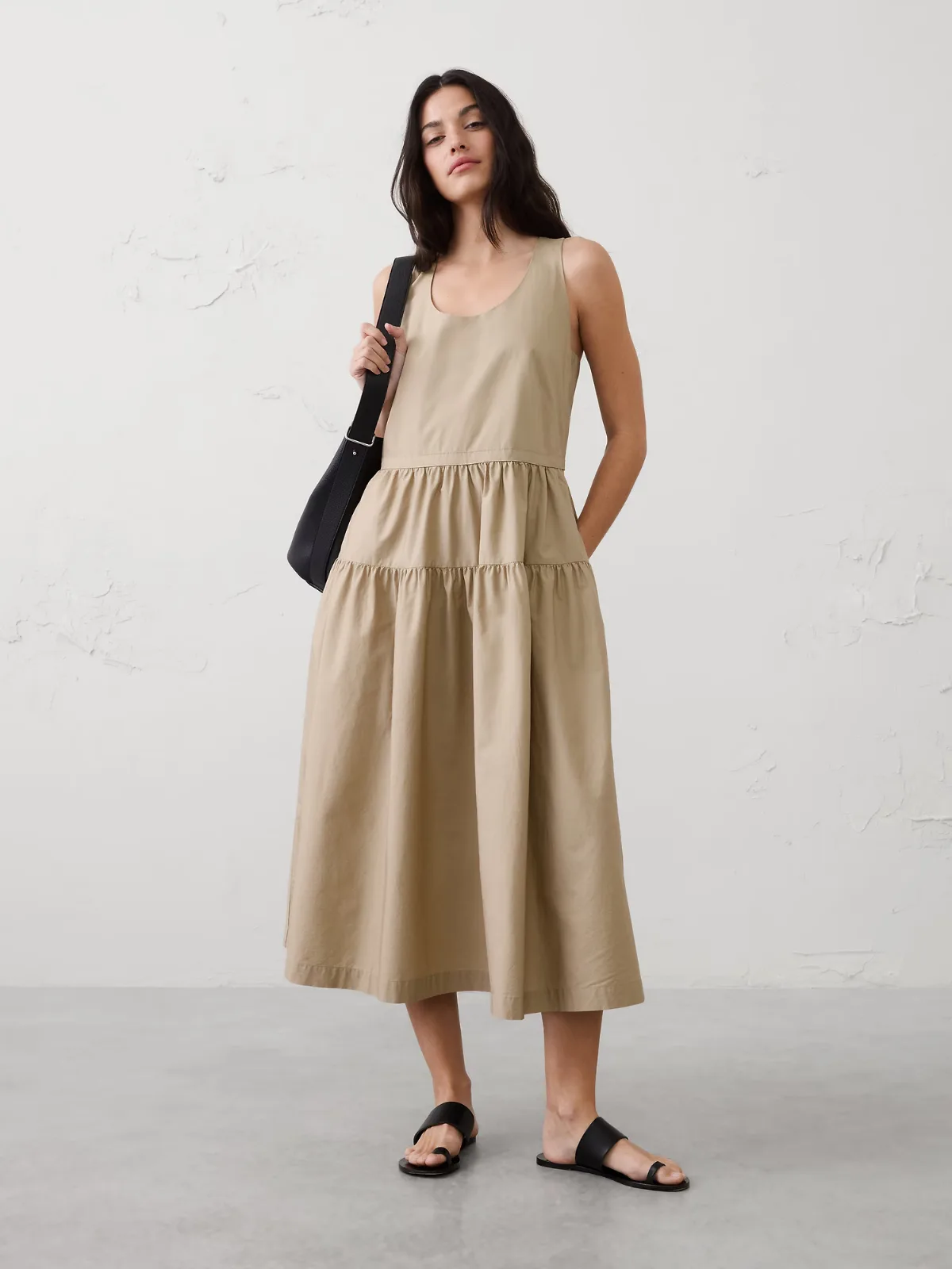 Dropped-Waist Midi Dress by Banana Republic