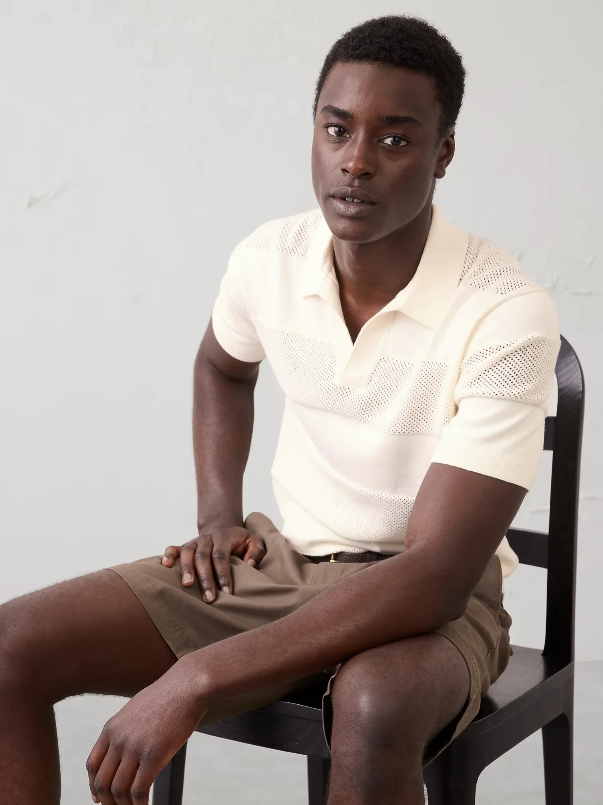 Mesh Striped Sweater Polo by Banana Republic