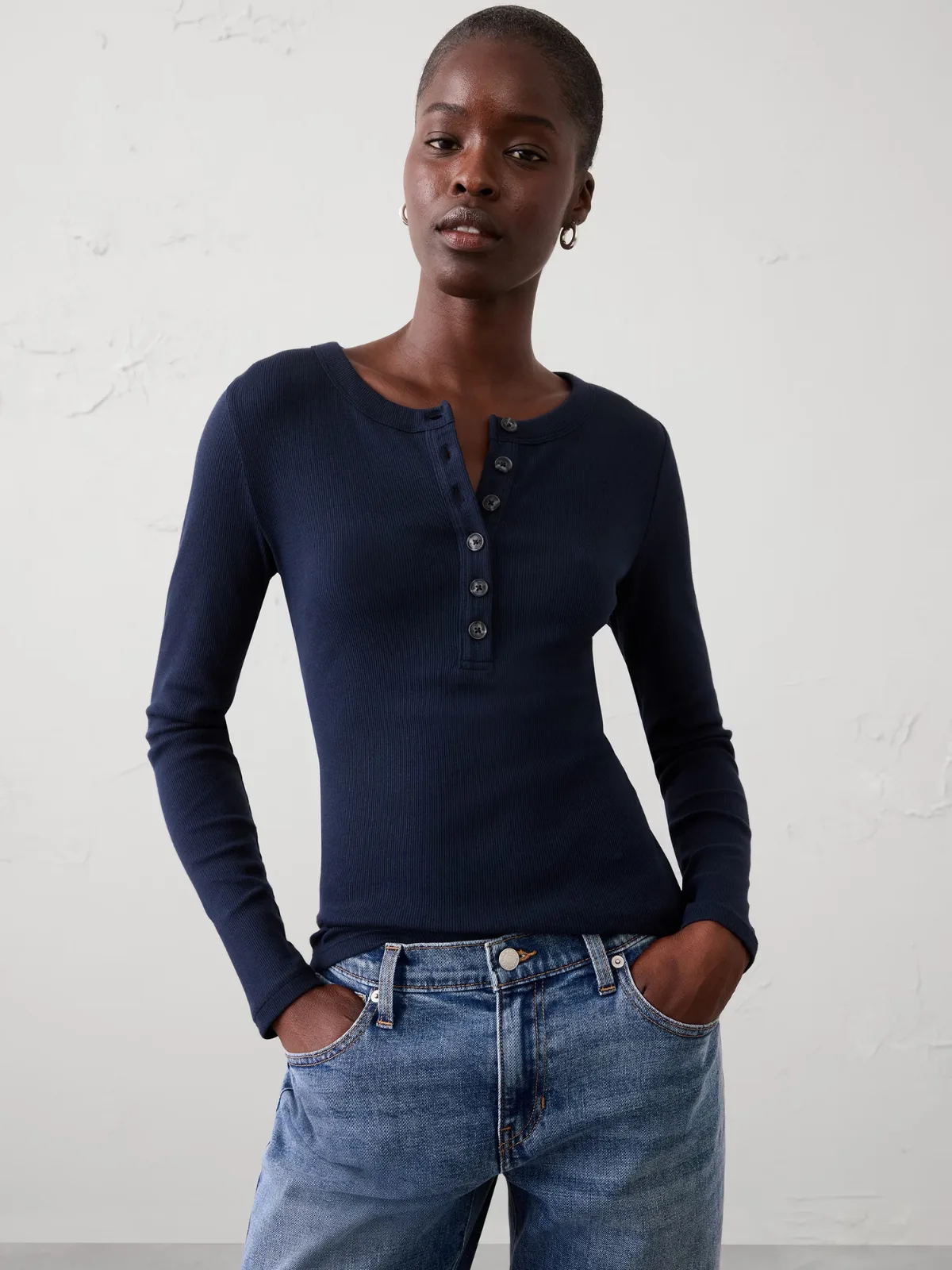 Ribbed Henley T-Shirt
