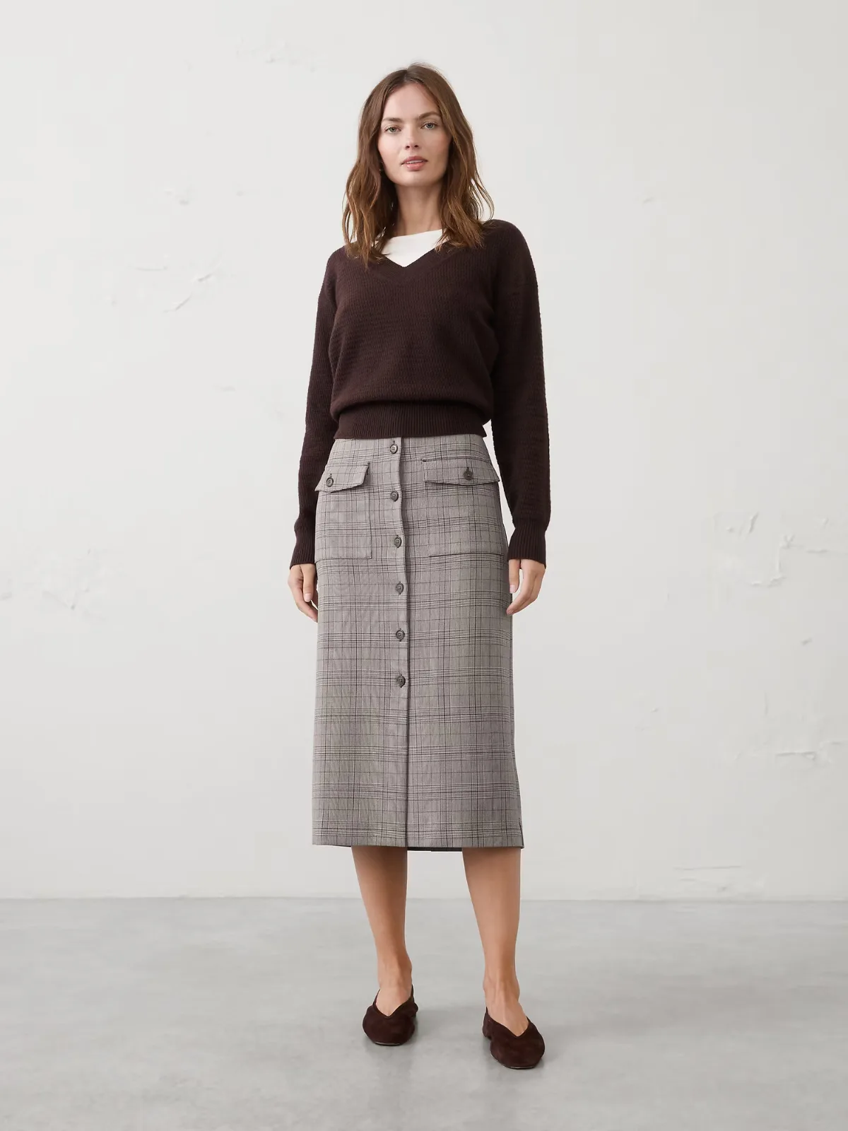 Button-Front Midi Skirt by Banana Republic