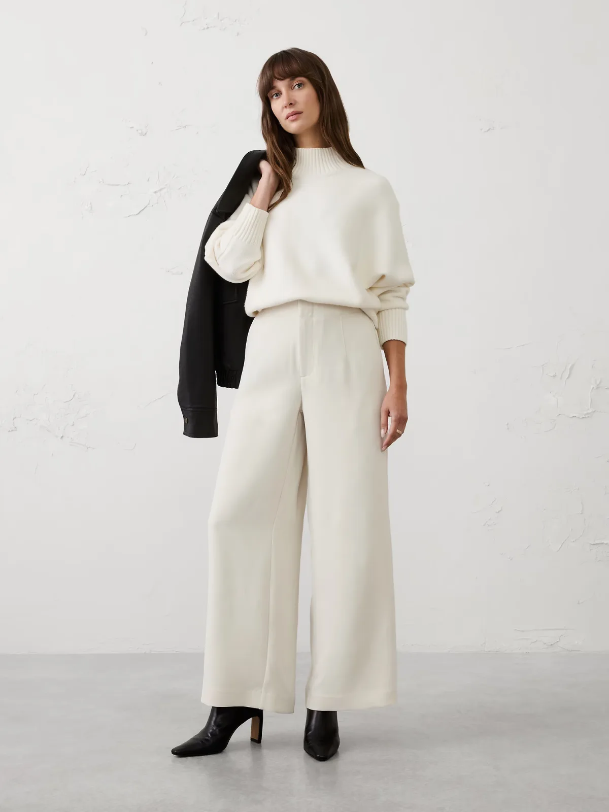 Wide-Leg High-Rise Crepe Pleated Trouser by Banana Republic