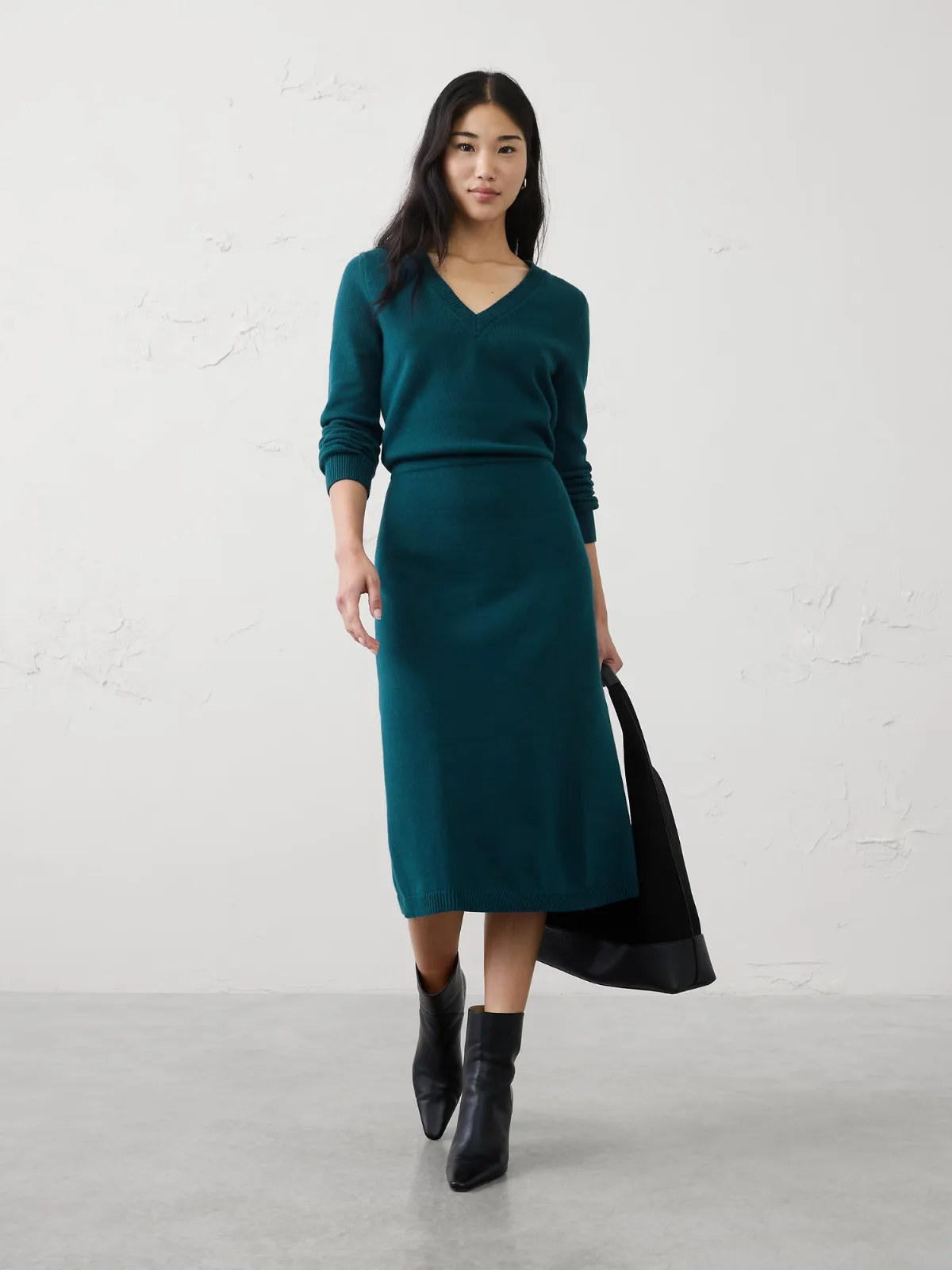 V-Neck Sweater Midi Dress by Banana Republic