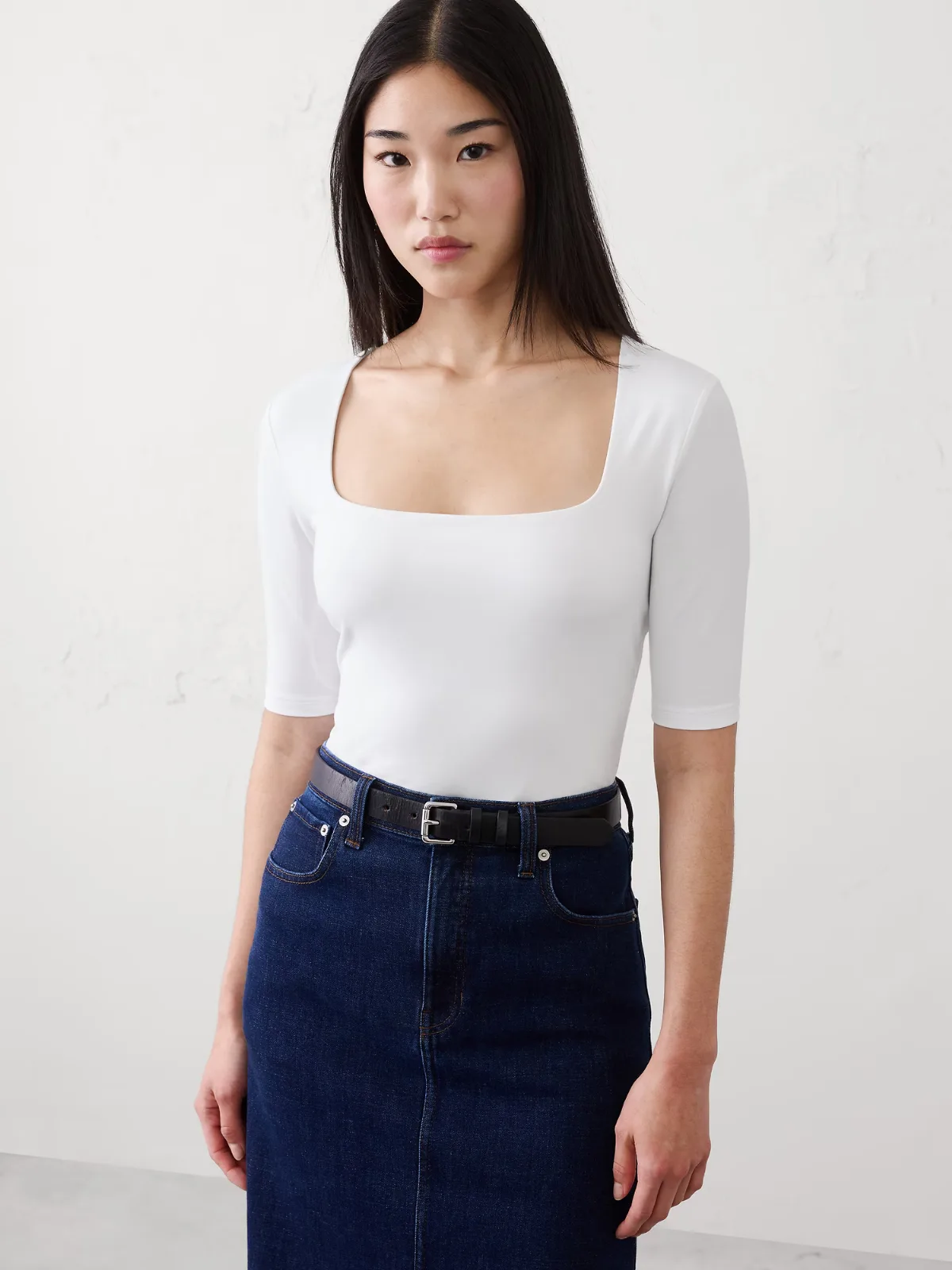 Soft Stretch Square-Neck Top by Banana Republic