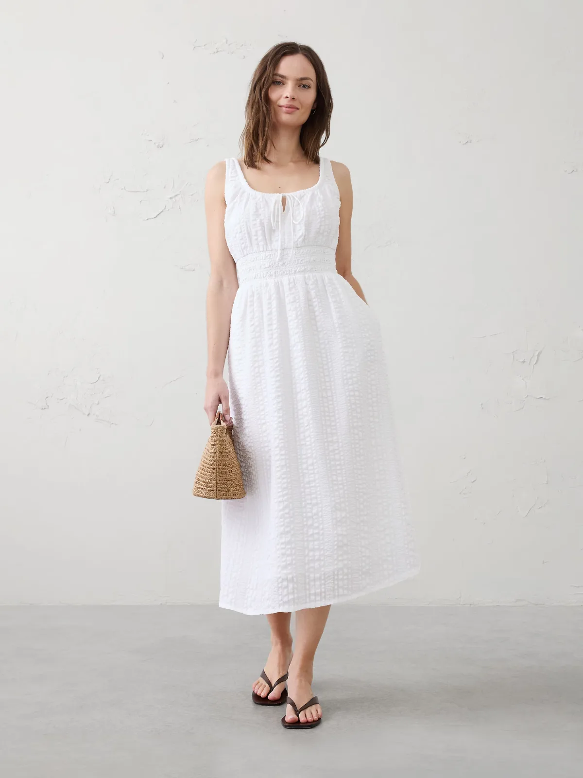 Smocked Waist Midi Dress