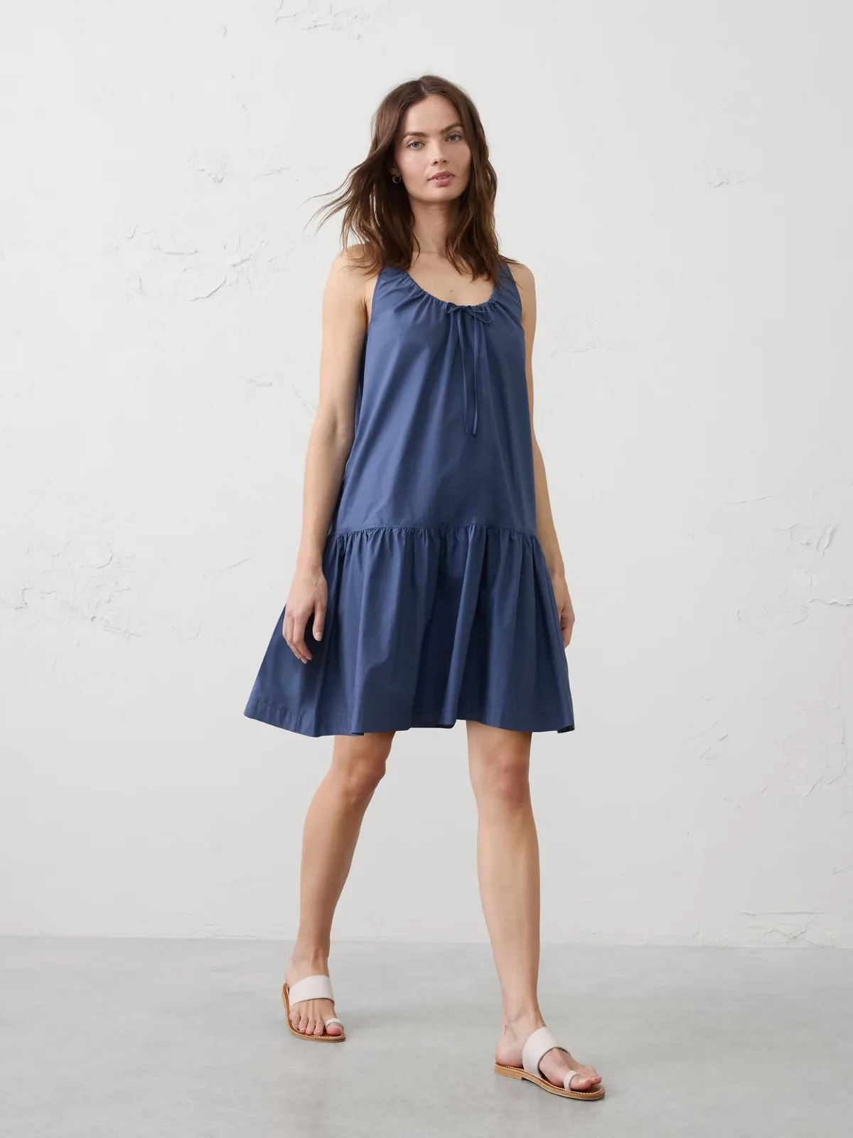 Poplin Tiered Above-Knee Dress by Banana Republic