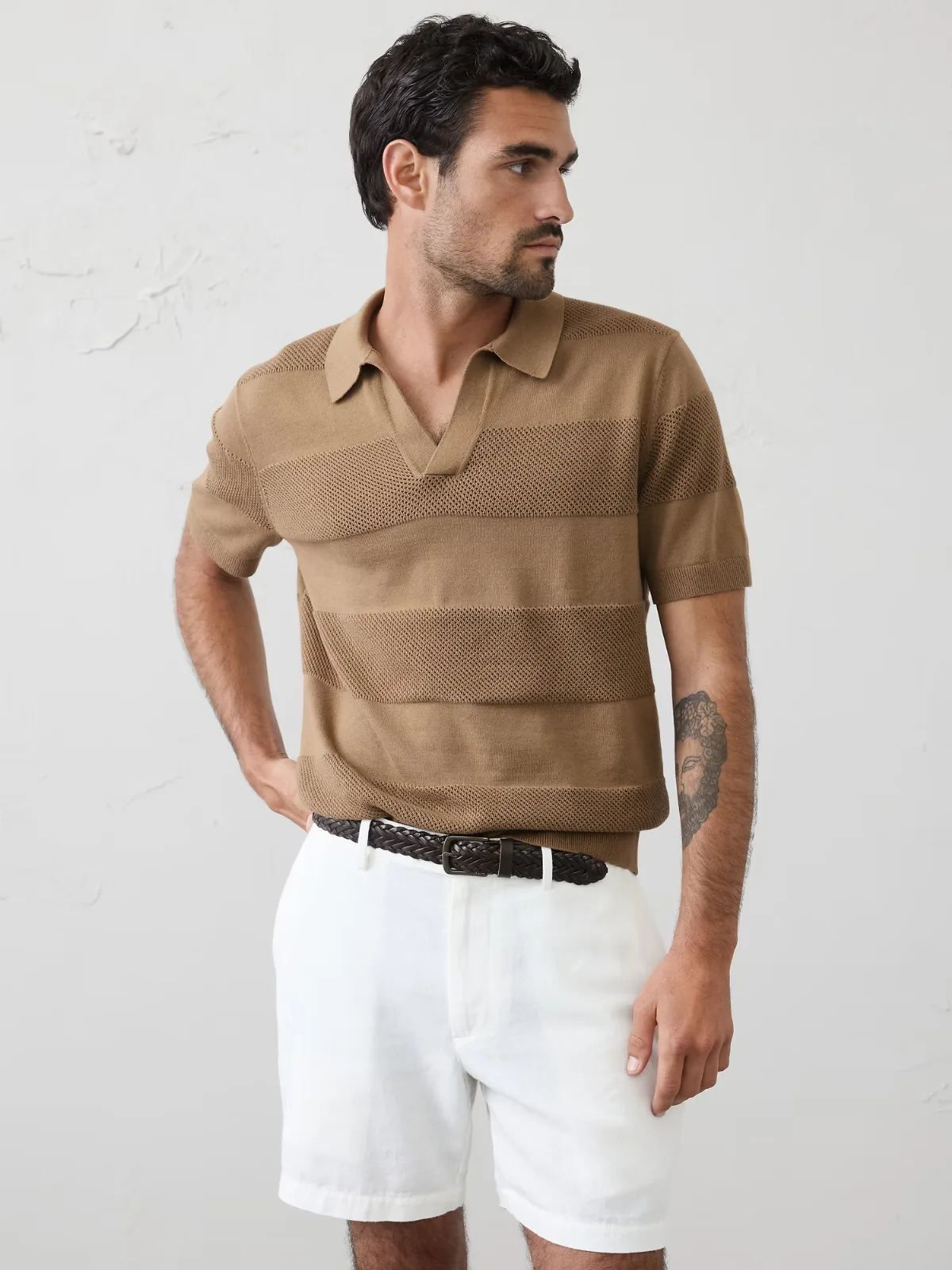 Mesh Striped Sweater Polo by Banana Republic