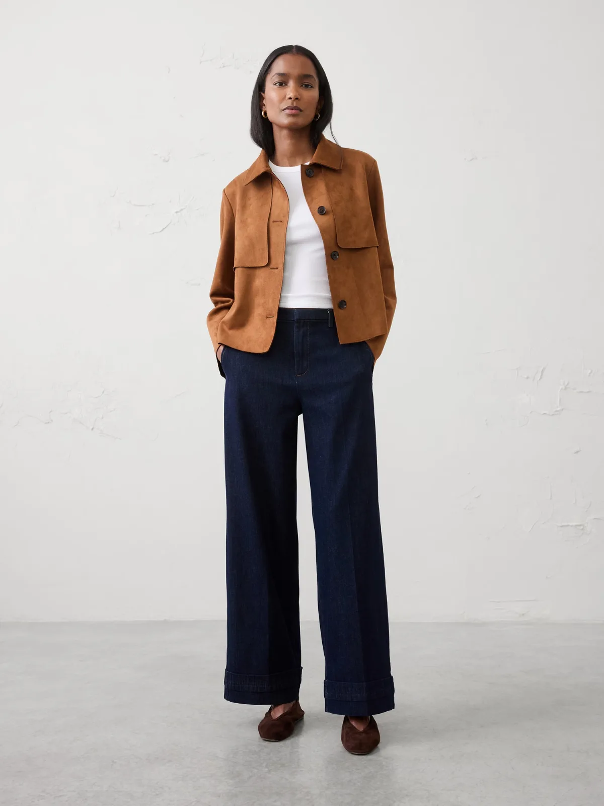 Wide-Leg Mid-Rise Cuffed Jean by Banana Republic