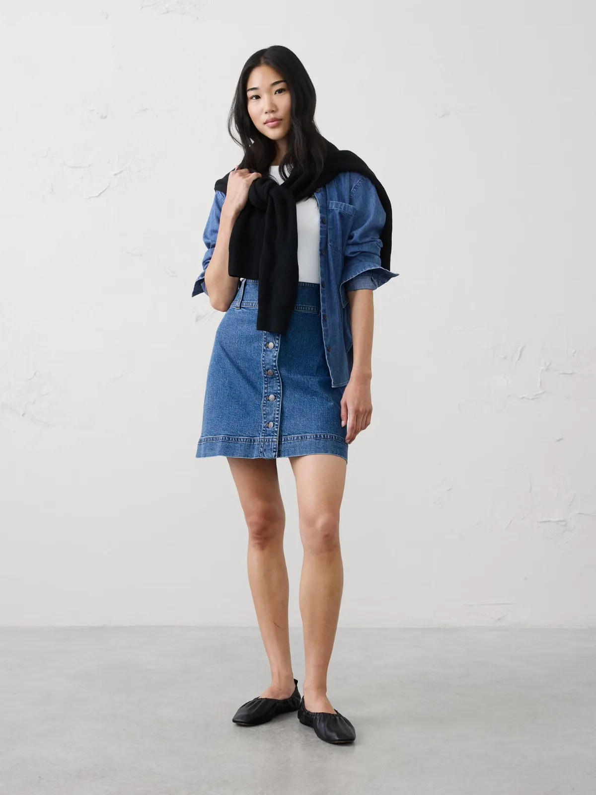Denim Button-Down Mini Skirt by Banana Republic