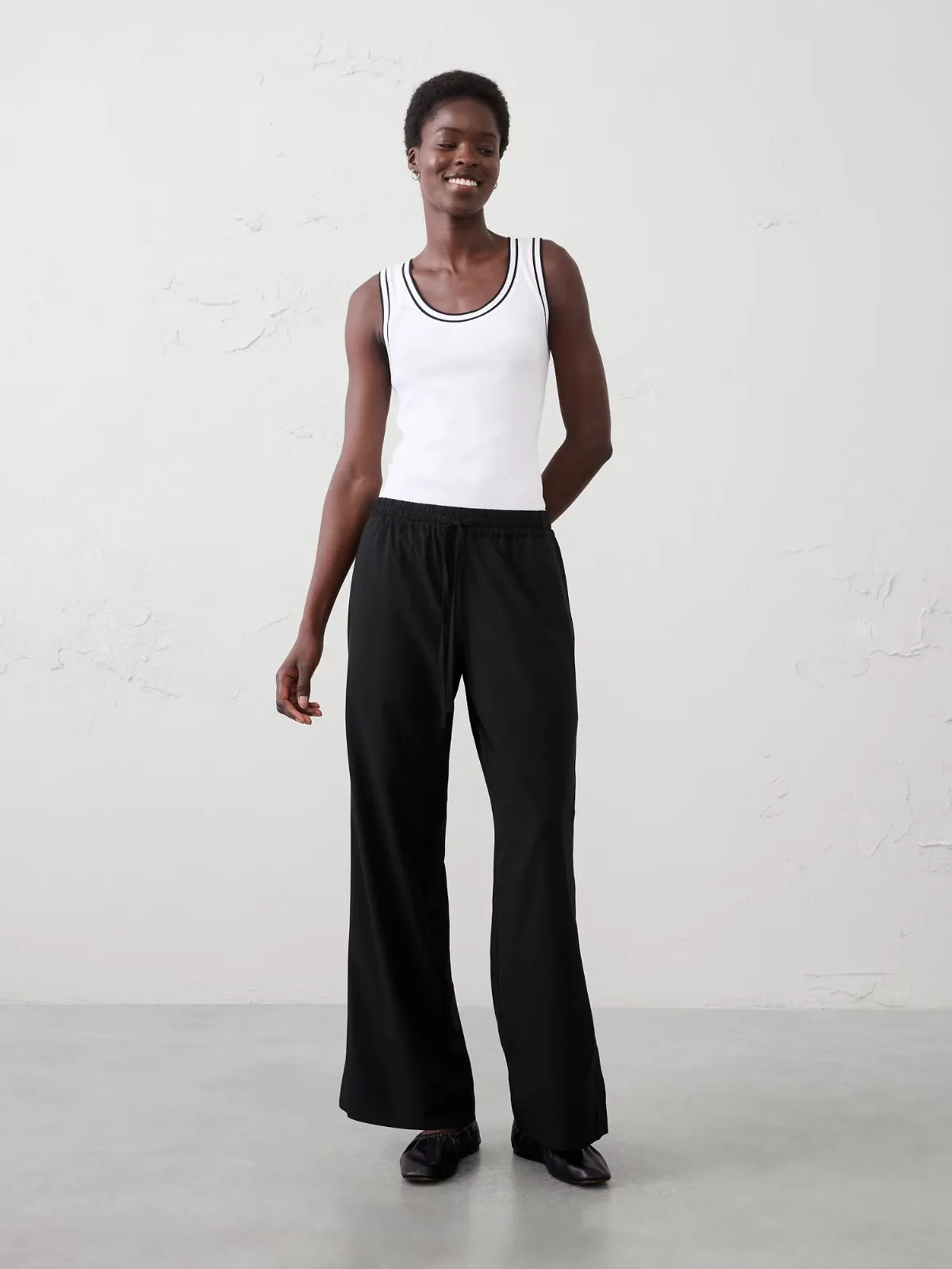 Wide-Leg Mid-Rise Airstretch Pant by Banana Republic
