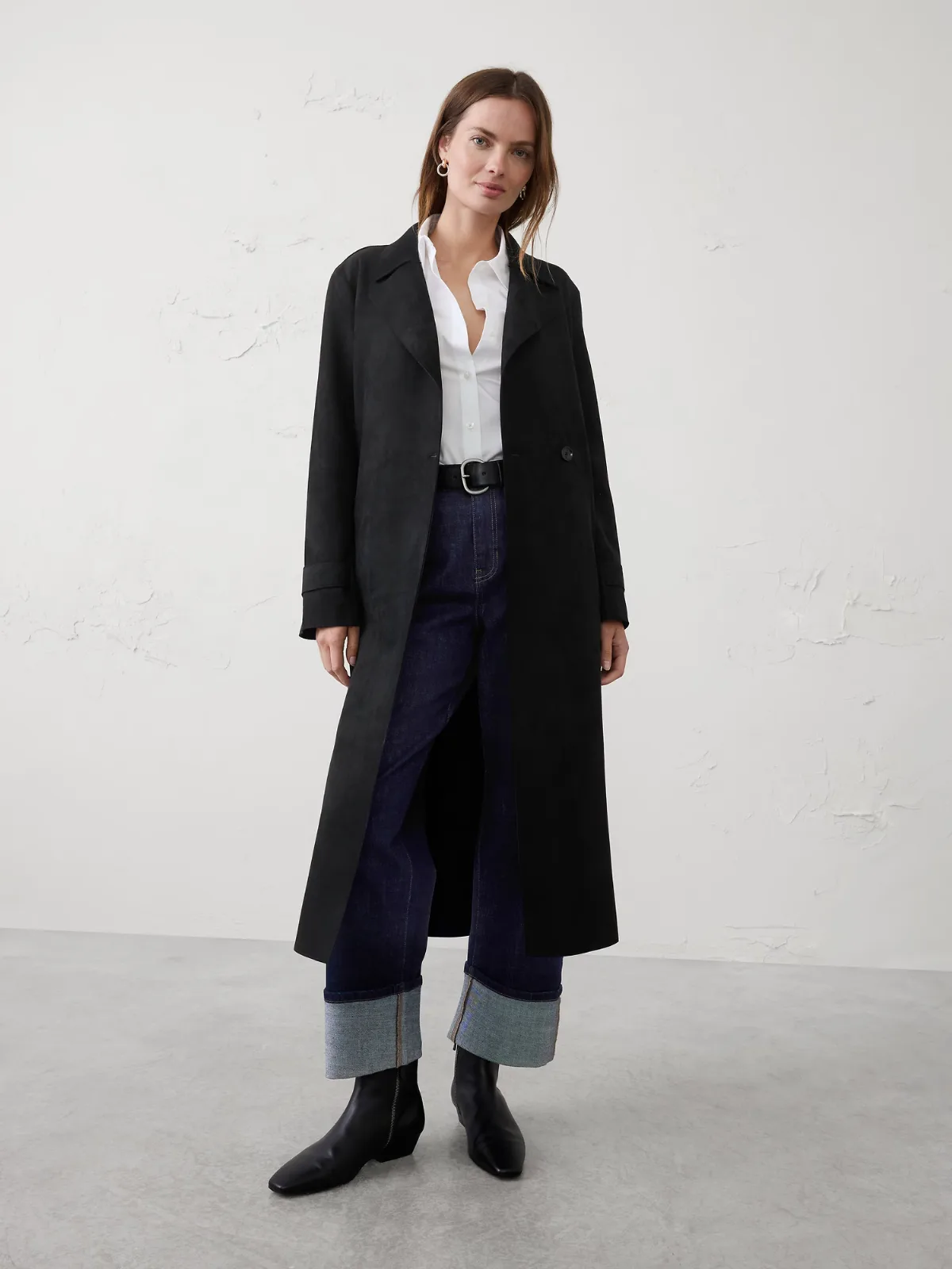 Vegan Suede Long Coat by Banana Republic