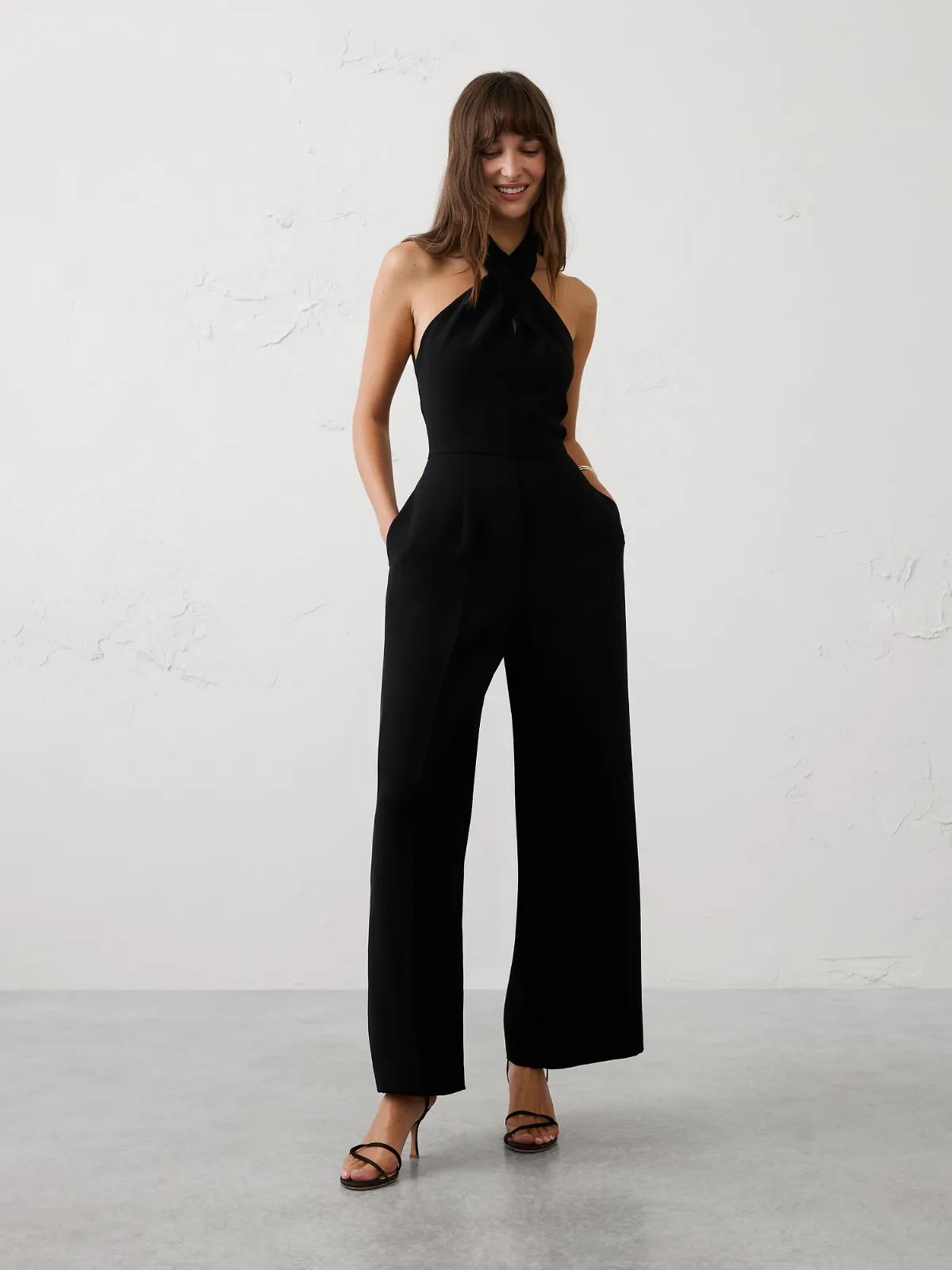 Tailored Crossed-Halter Jumpsuit by Banana Republic