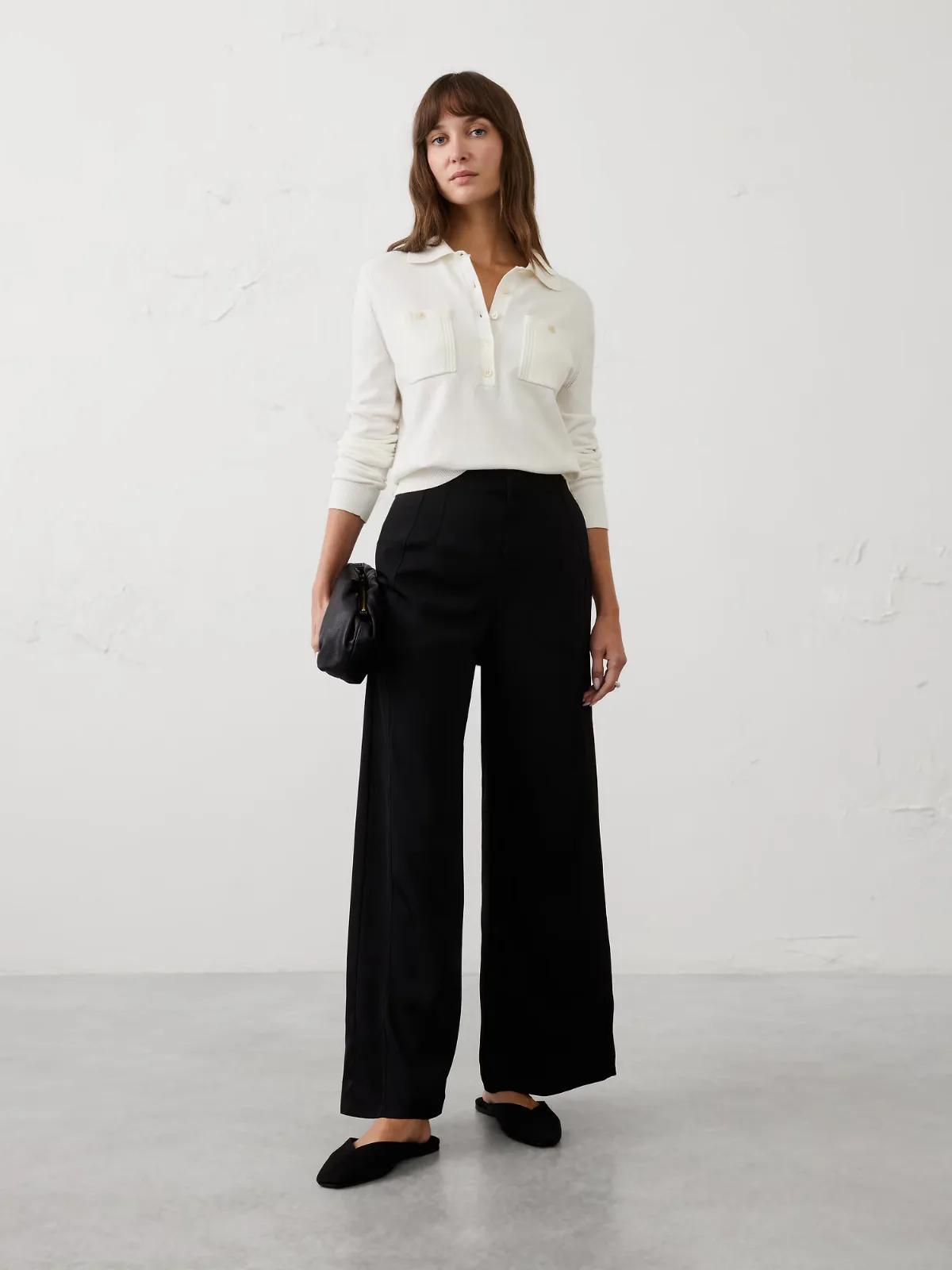 Wide-Leg High-Rise Sheen Twill Trouser