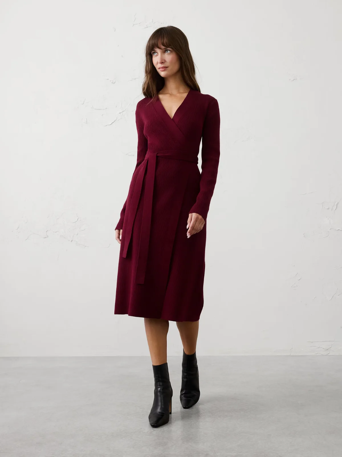 Ribbed Wrap Sweater Midi Dress by Banana Republic
