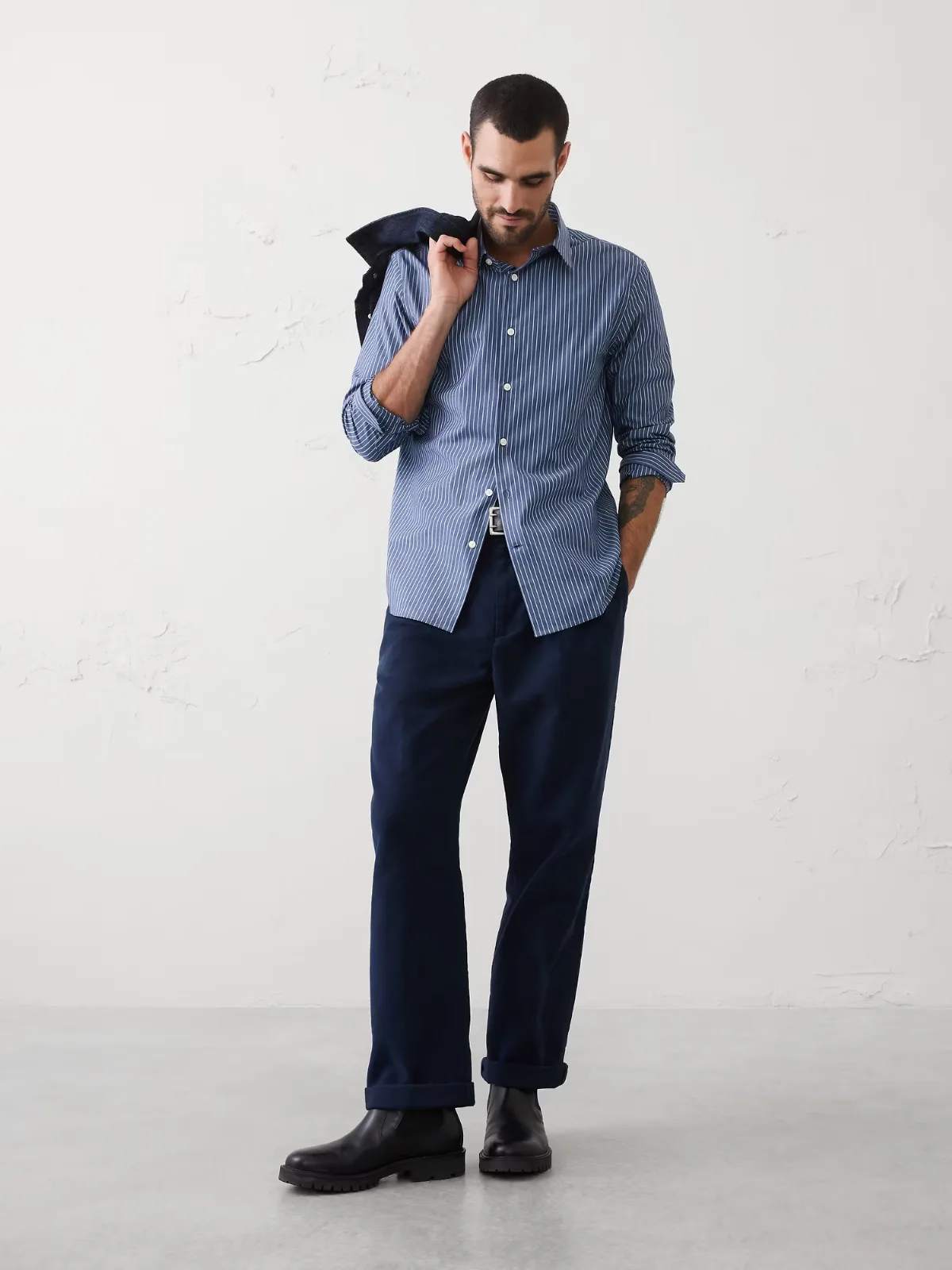 Slim-Fit Untucked Dress Shirt by Banana Republic