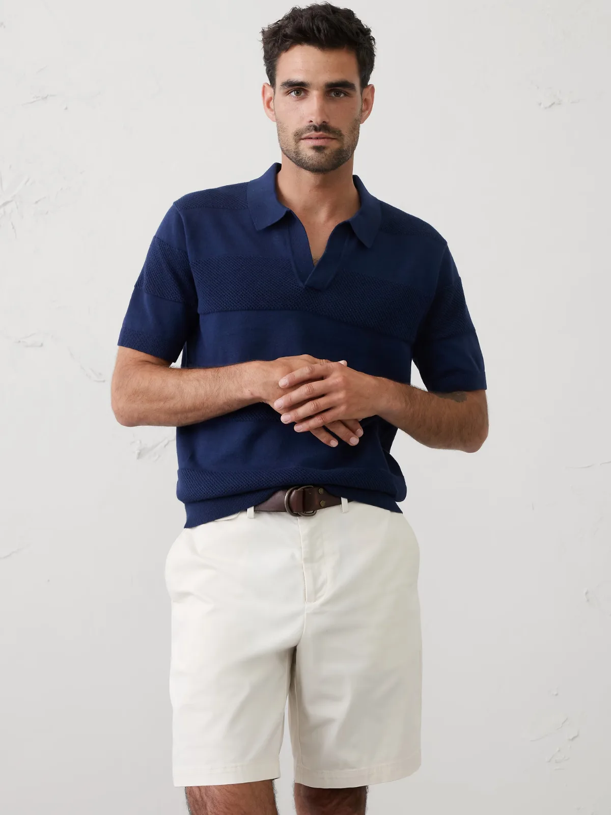 Mesh Striped Sweater Polo by Banana Republic
