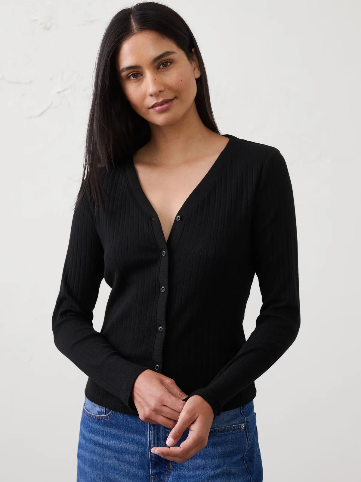 Pointelle Ribbed Cardigan