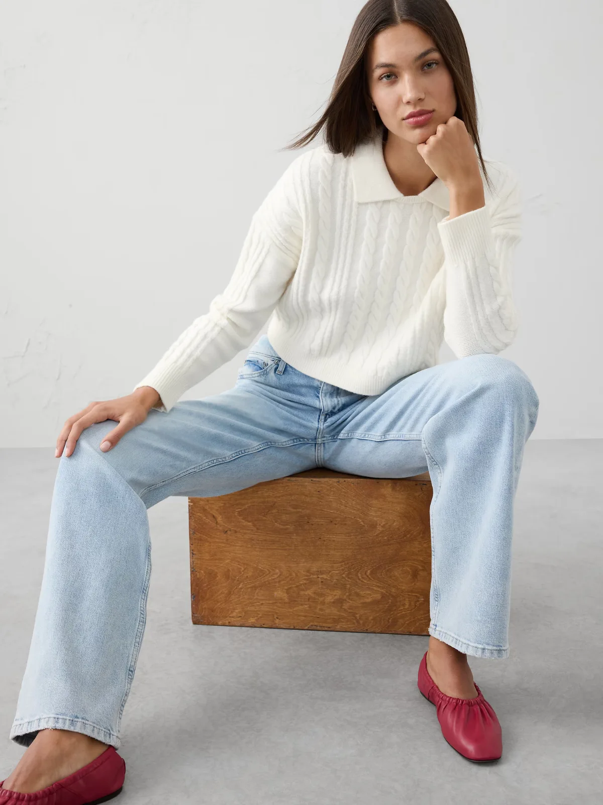 Perfectly Soft Cable Sweater by Banana Republic