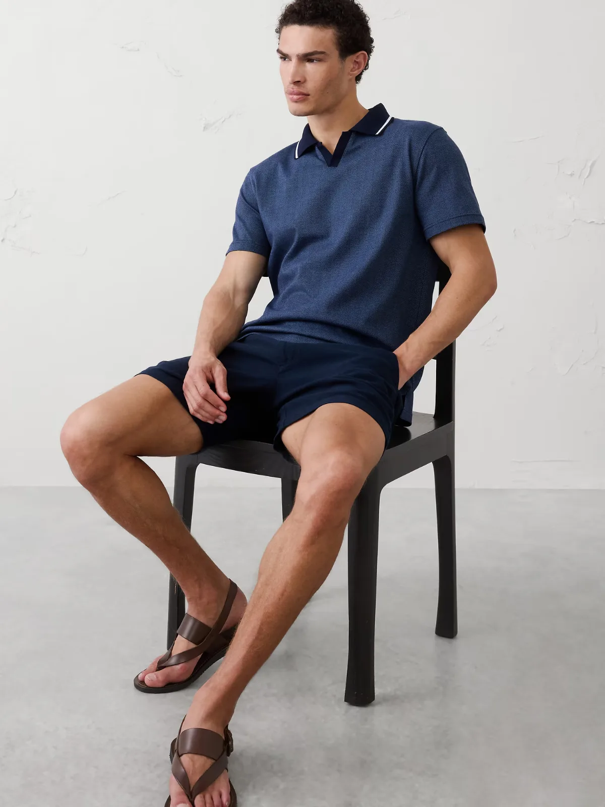 Standard-Fit Luxe Touch Johnny-Collar Polo by Banana Republic