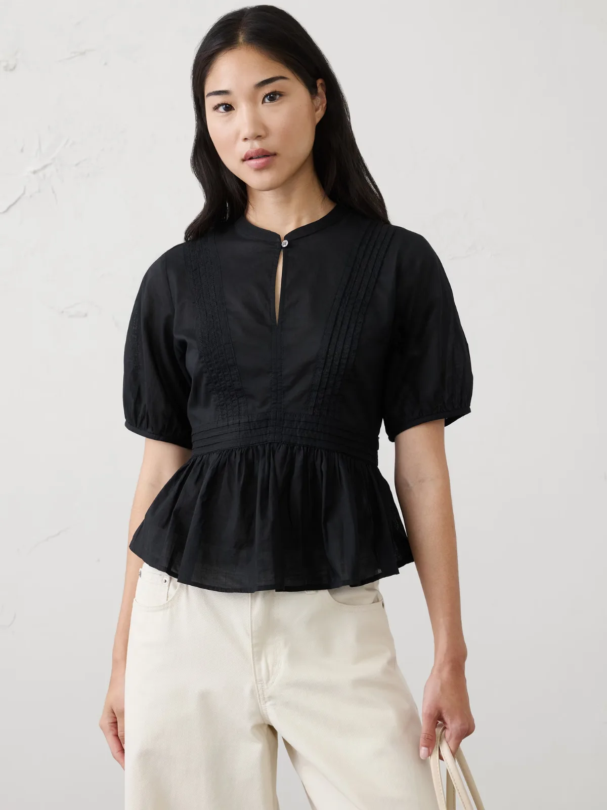 Picot Peplum-Hem Top by Banana Republic