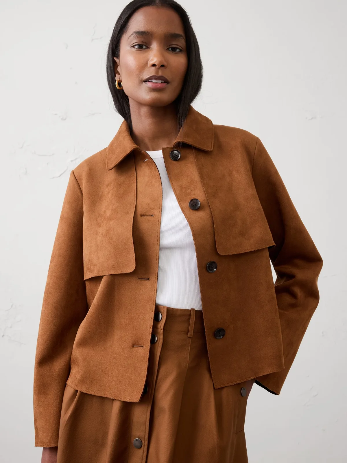 Vegan Suede Short Trench by Banana Republic