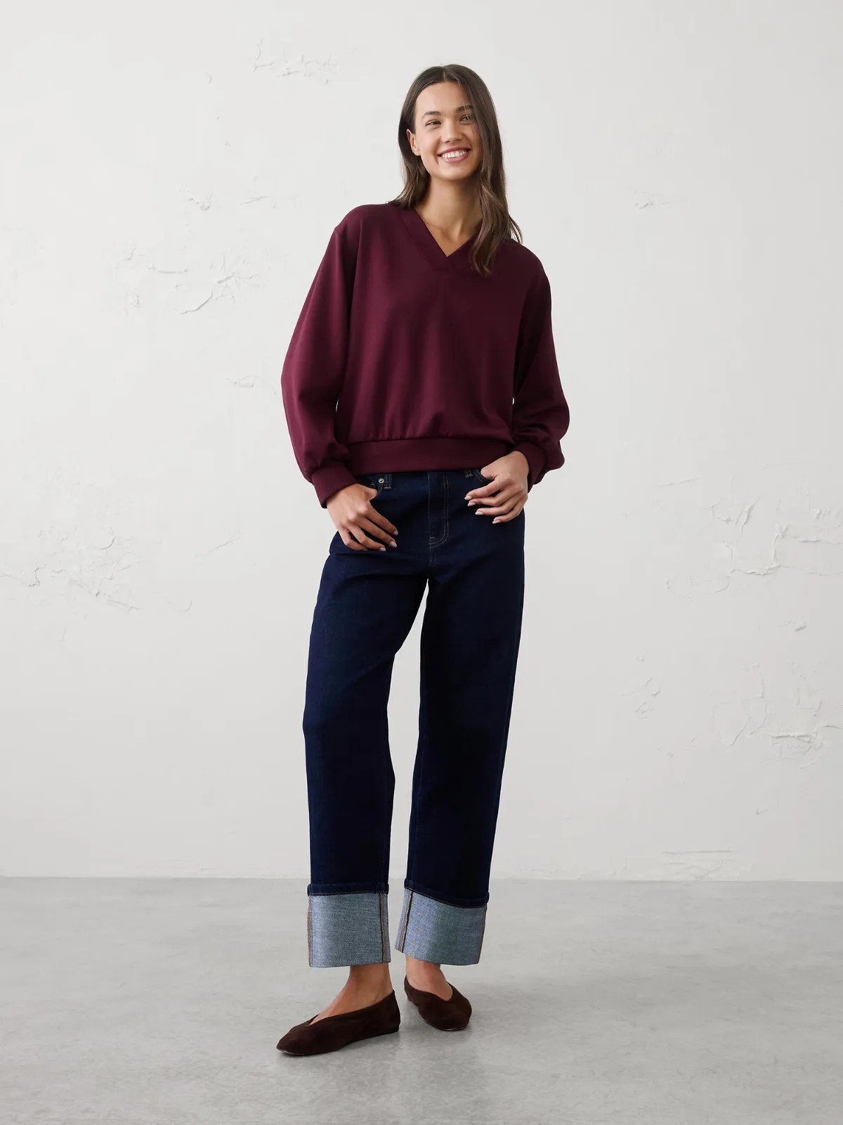 Lightweight Weekender V-Neck Sweatshirt by Banana Republic