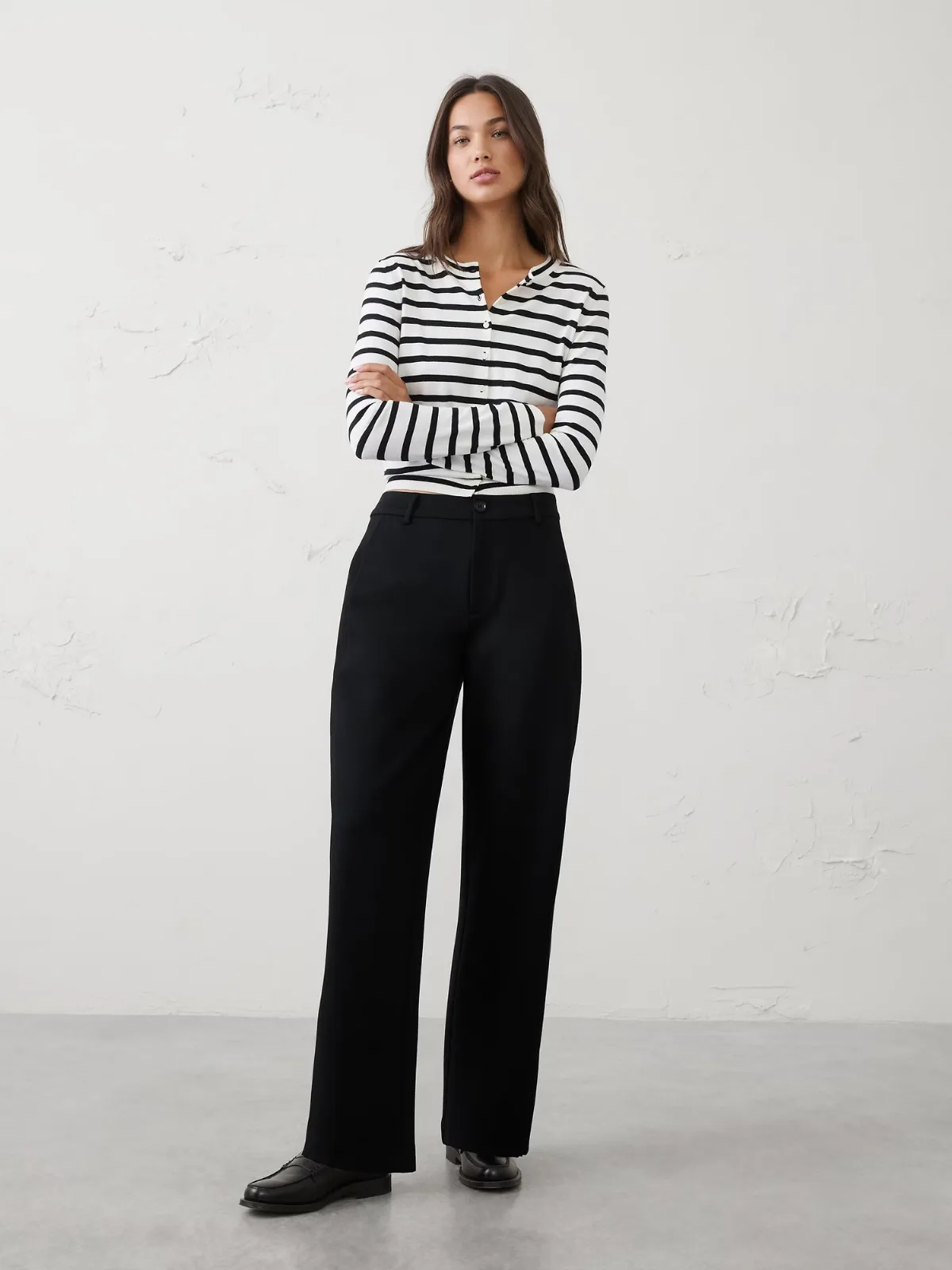Barrel-Leg High-Rise Knit Ponte Pant by Banana Republic