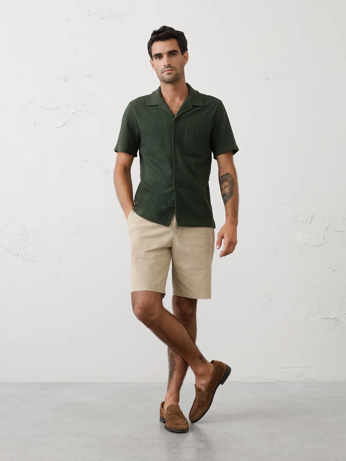 Standard-Fit Knit Herringbone Shirt by Banana Republic