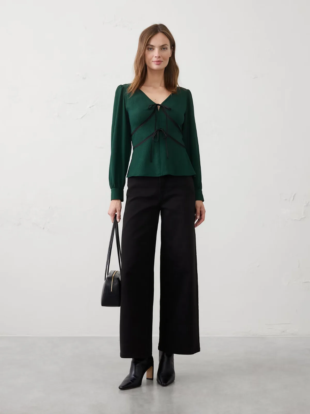 Velvet Trim V-Neck Top by Banana Republic