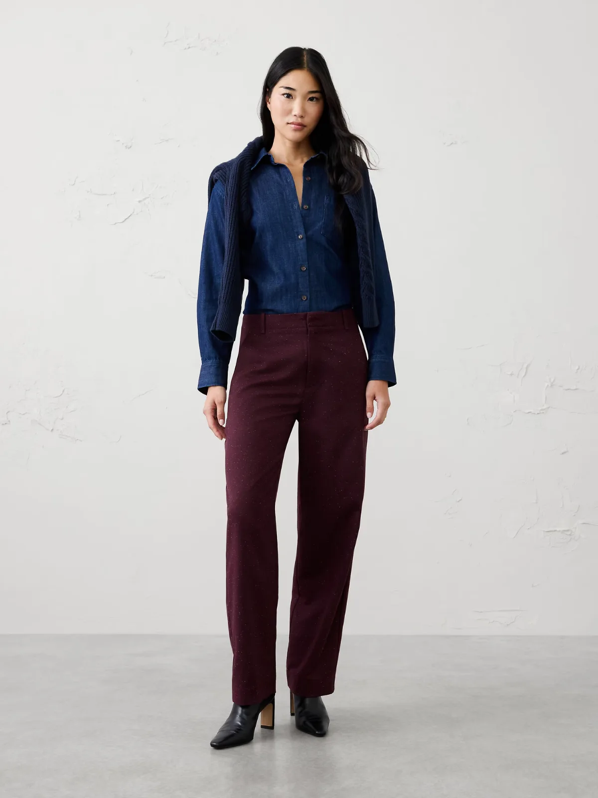 Straight-Leg High-Rise Donegal Pant by Banana Republic