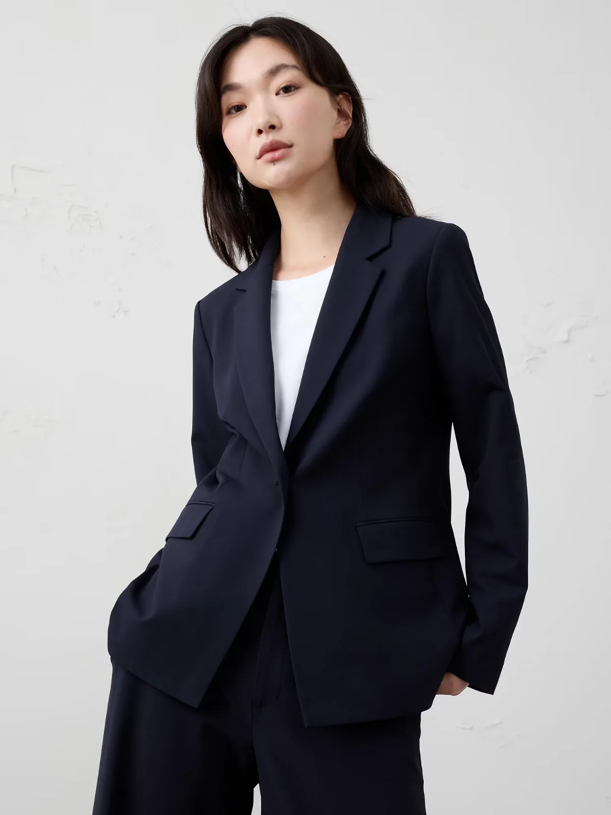 Sculpted Stretch Long Blazer by Banana Republic