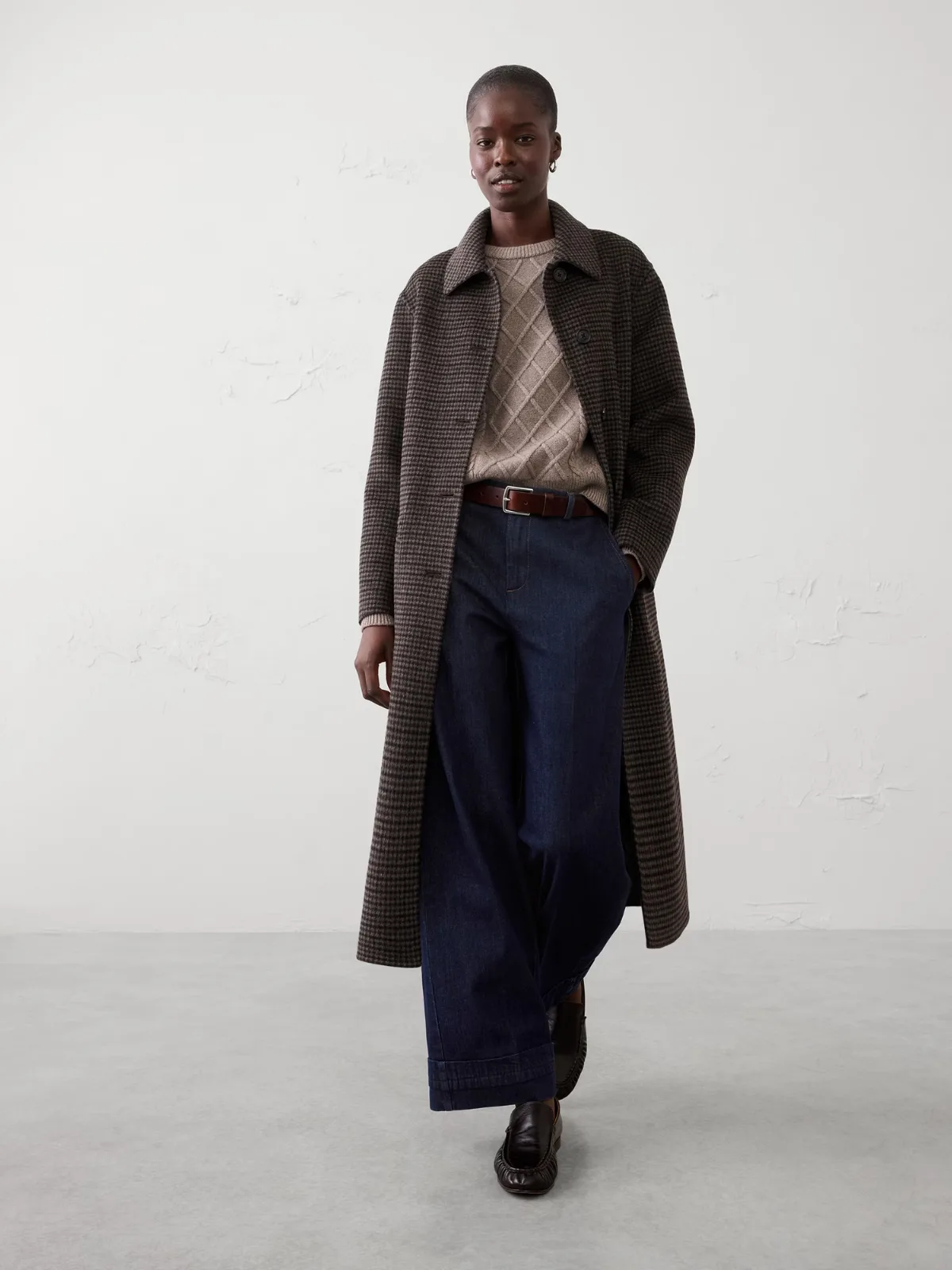 Polyester-Wool Blend Reversible Double Face Coat by Banana Republic