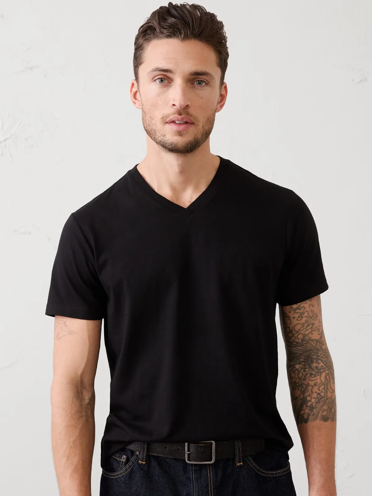 Standard-Fit Premium Wash V-Neck Shirt by Banana Republic