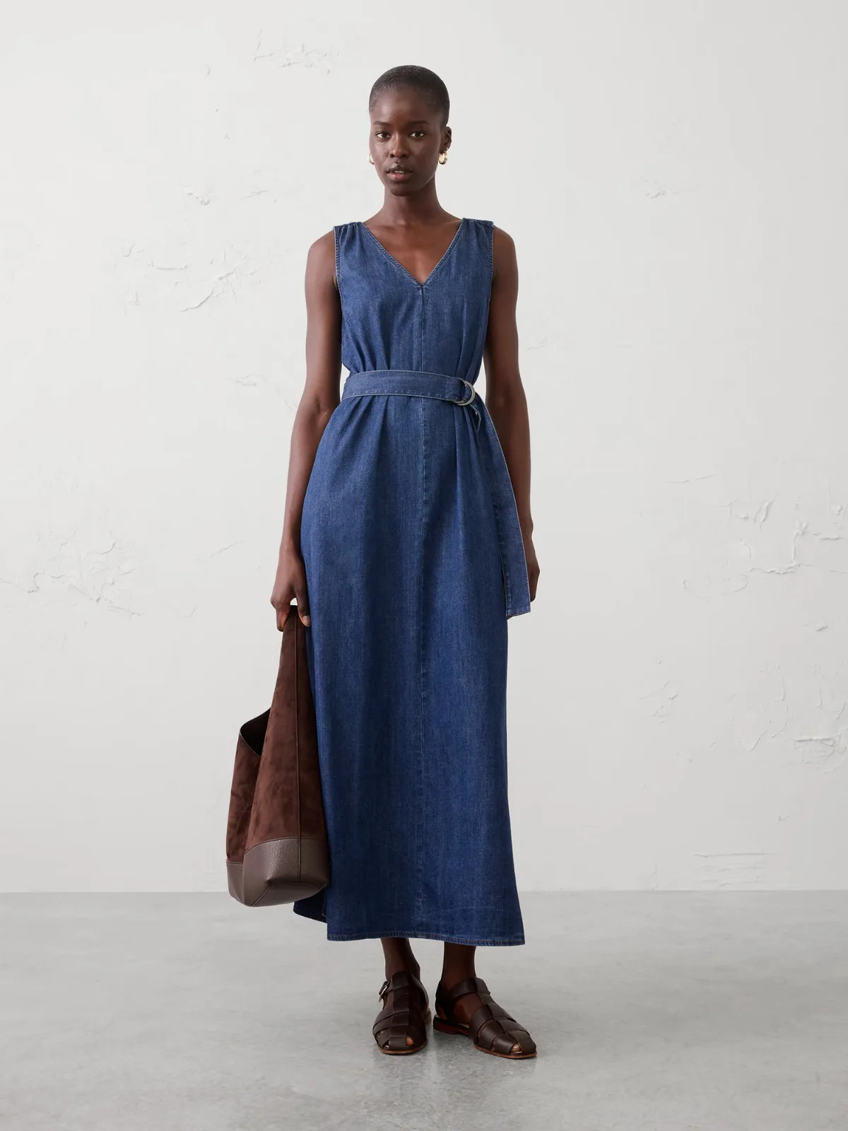Chambray Belted Maxi Dress by Banana Republic