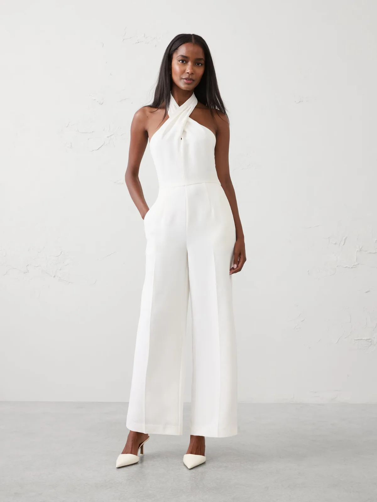 Tailored Crossed-Halter Jumpsuit