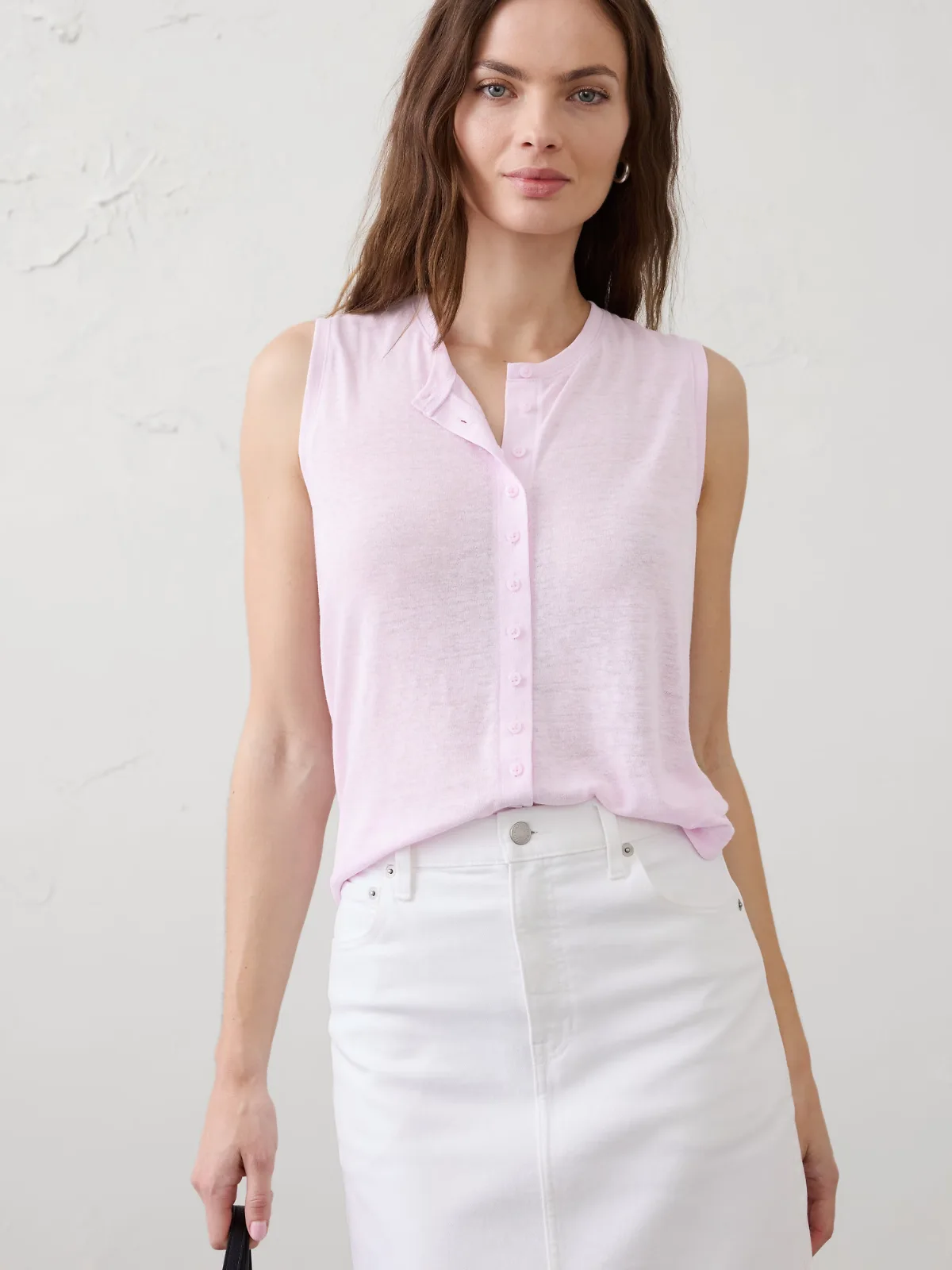 Linen-Blend Tank by Banana Republic